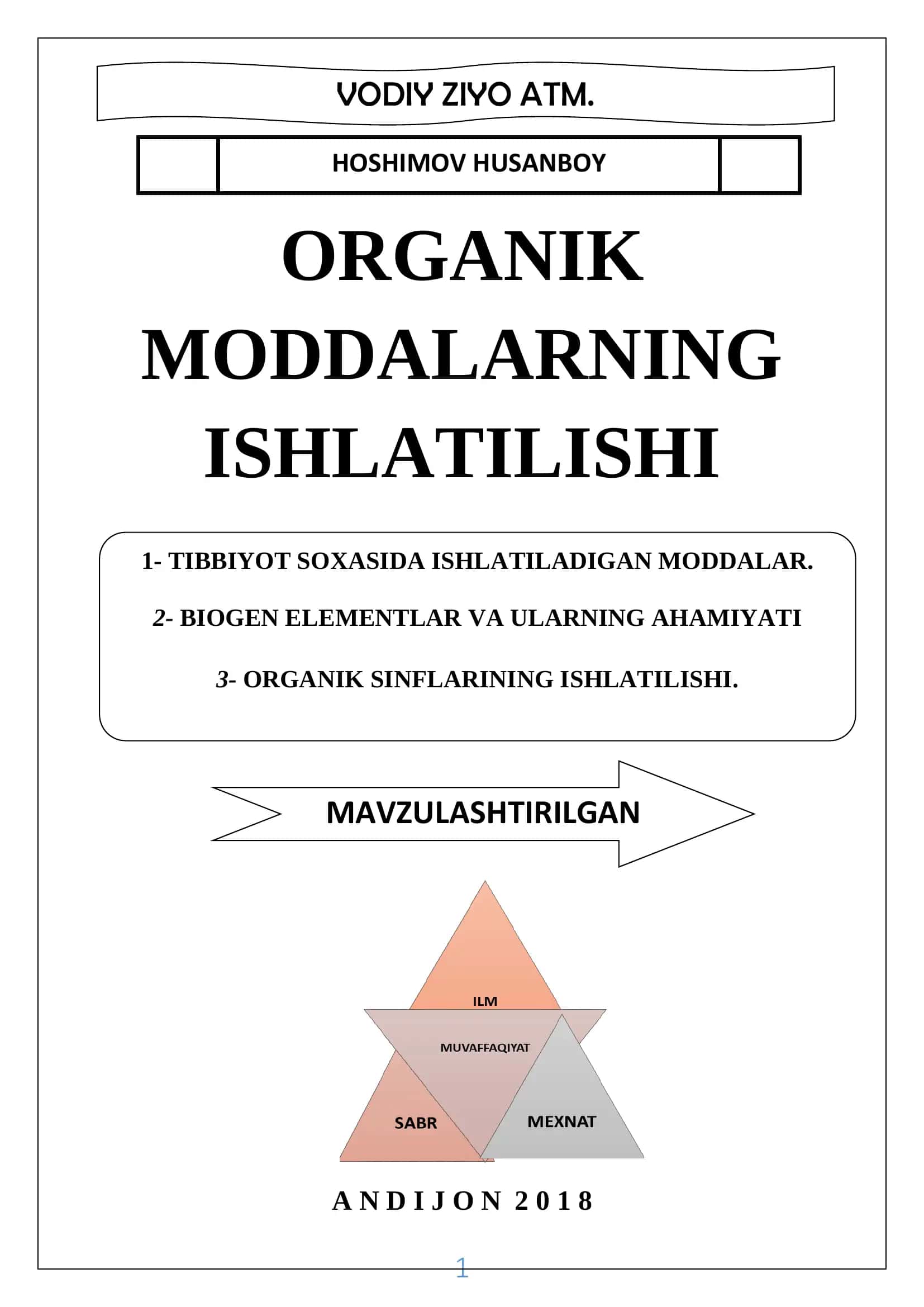 ORGANIK MODDALARNING ISHLATILISHI ANDIJON 2018 1