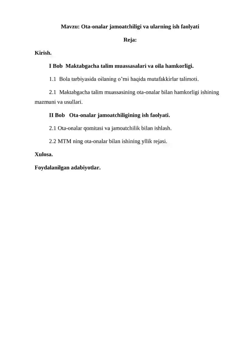 Ota-onalar jamoatchiligi va ularning ish faolyati