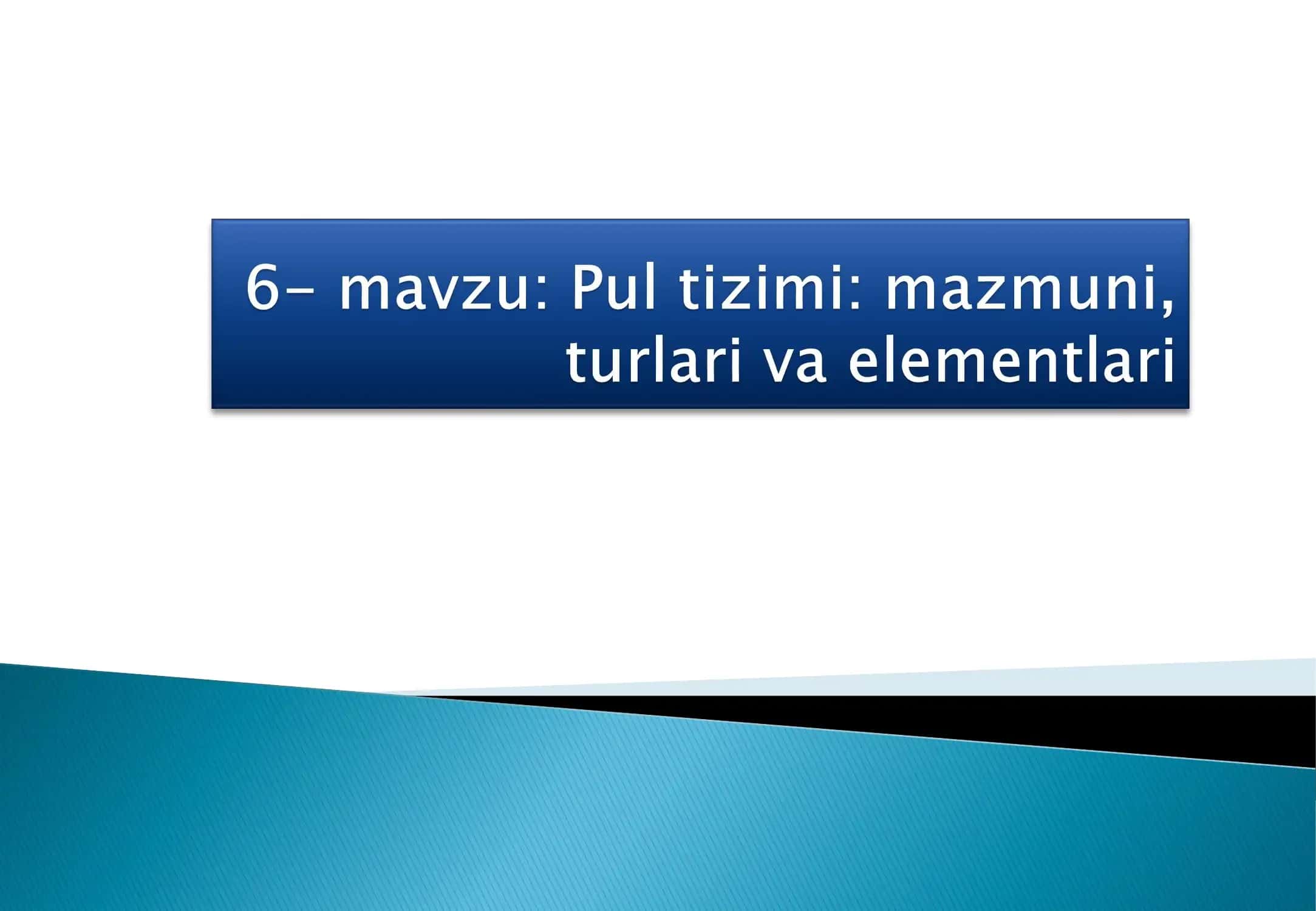 Pul tizimi mazmuni, turlari va elementlari 1