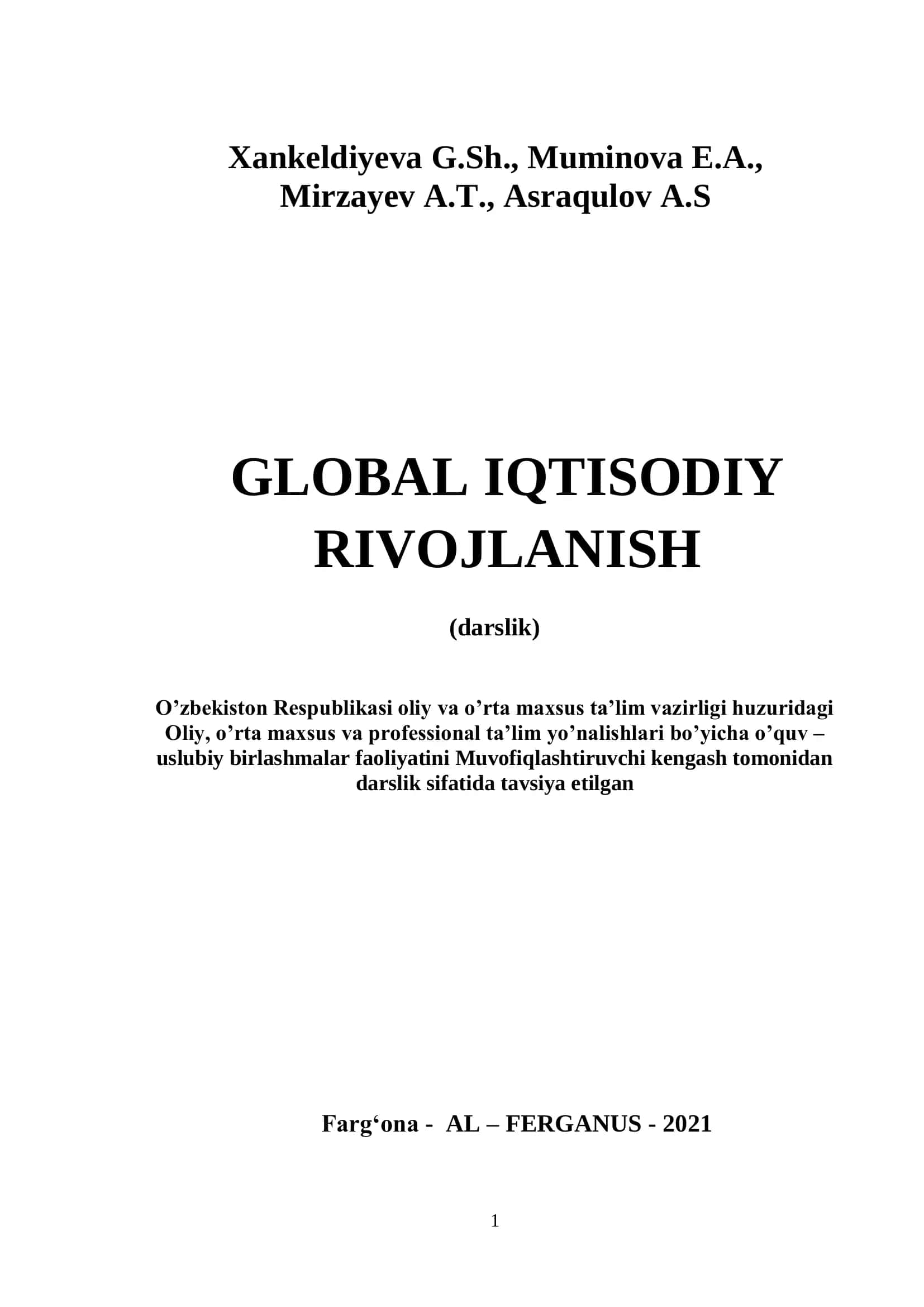 Global iqtisodiy rivojlanish 1
