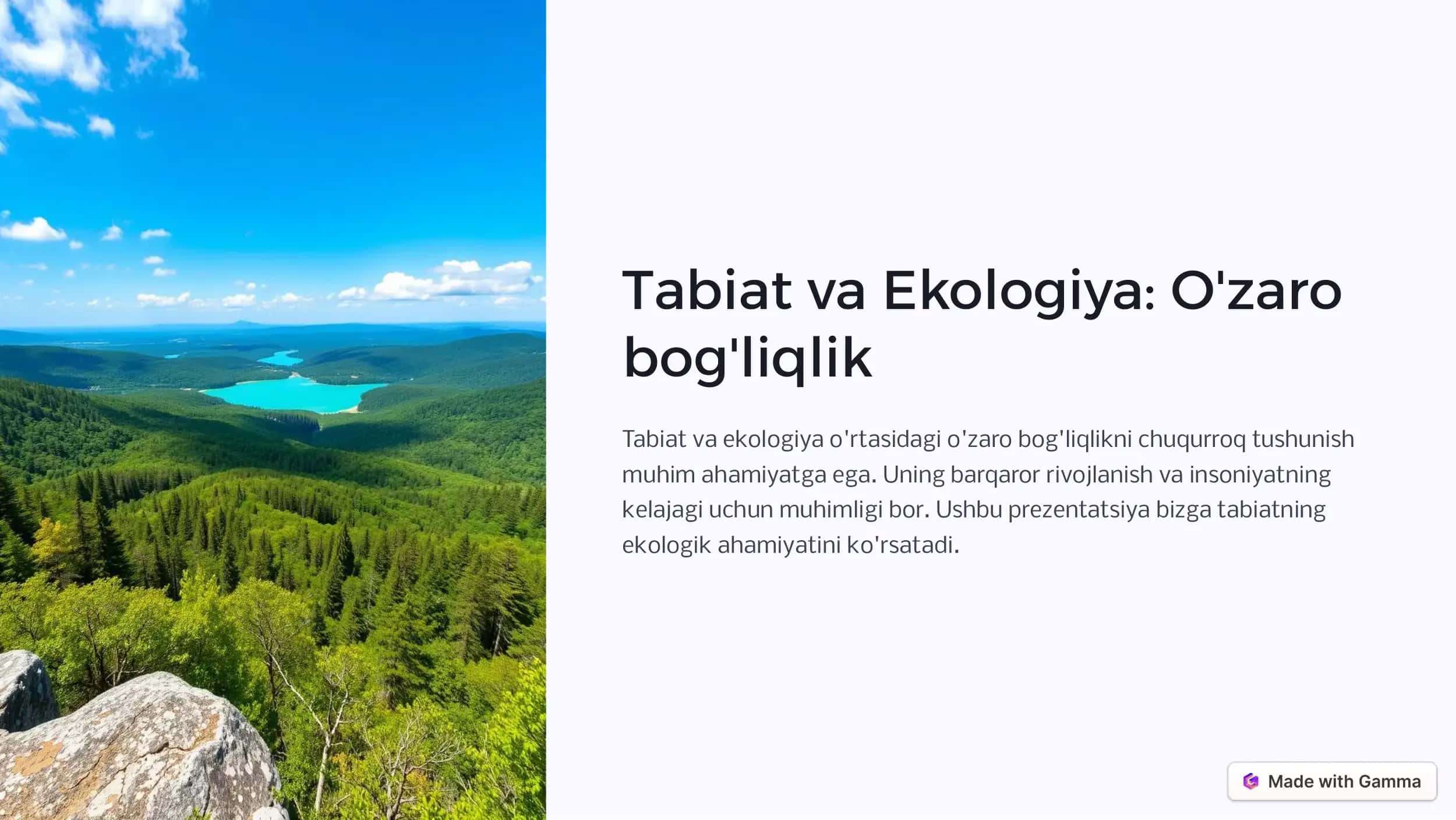 Tabiat va Ekologiya: O'zaro bog'liqlik 1