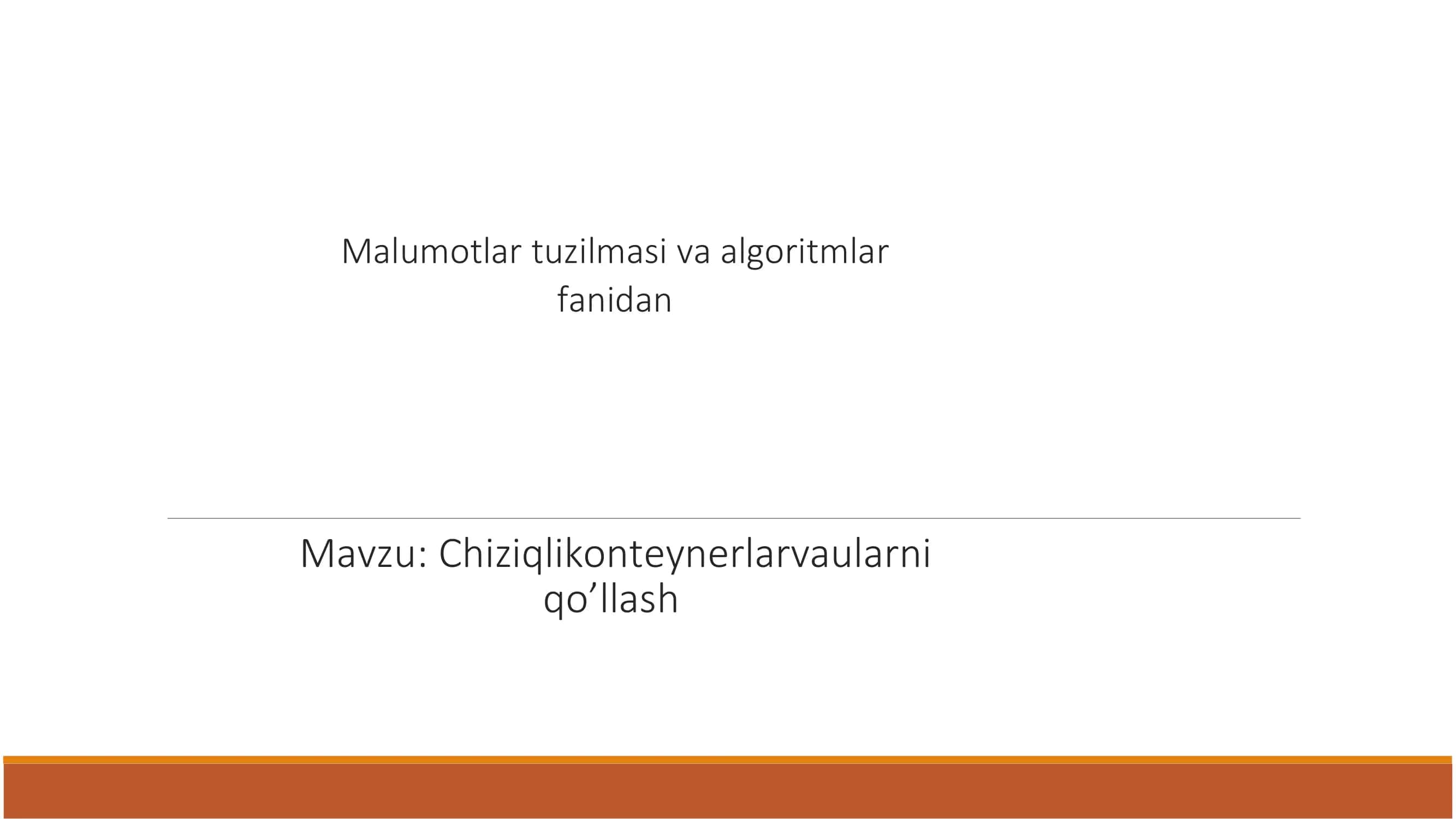 Malumotlar tuzilmasi va algoritmlar 1