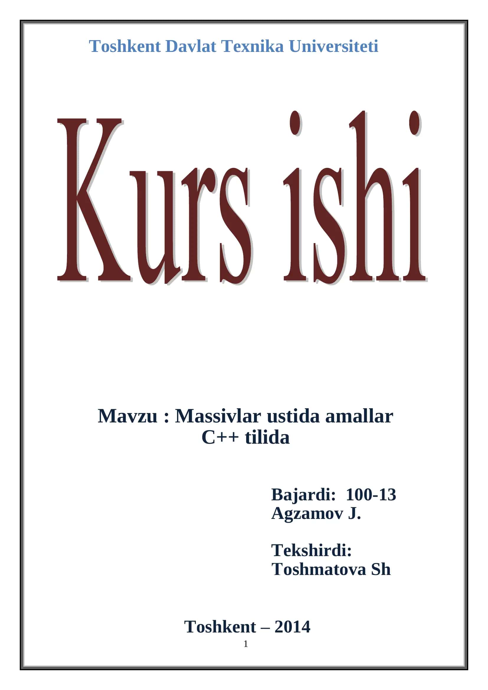 Massivlar ustida amallar 1