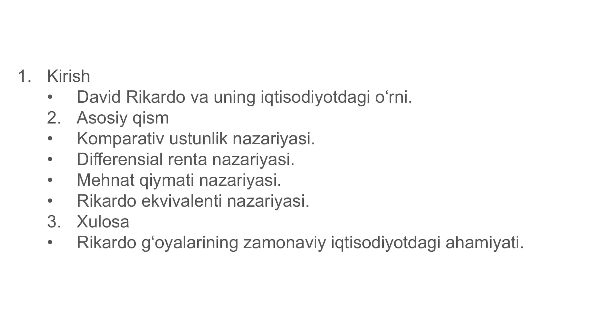 David Rikardo Iqtisodiy Ta’limoti 1