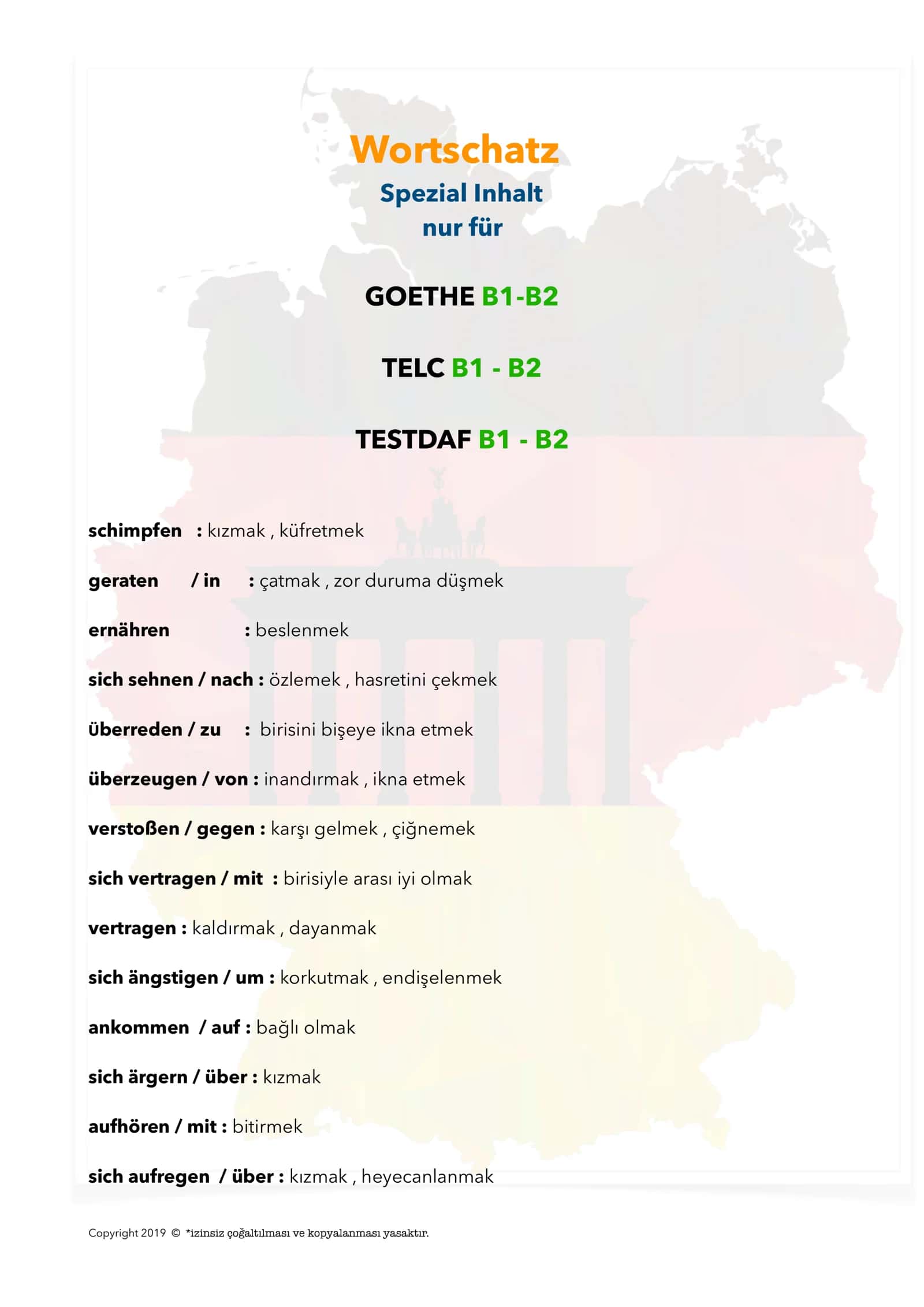 nemis tili B1 - B2 Wortschatz 1