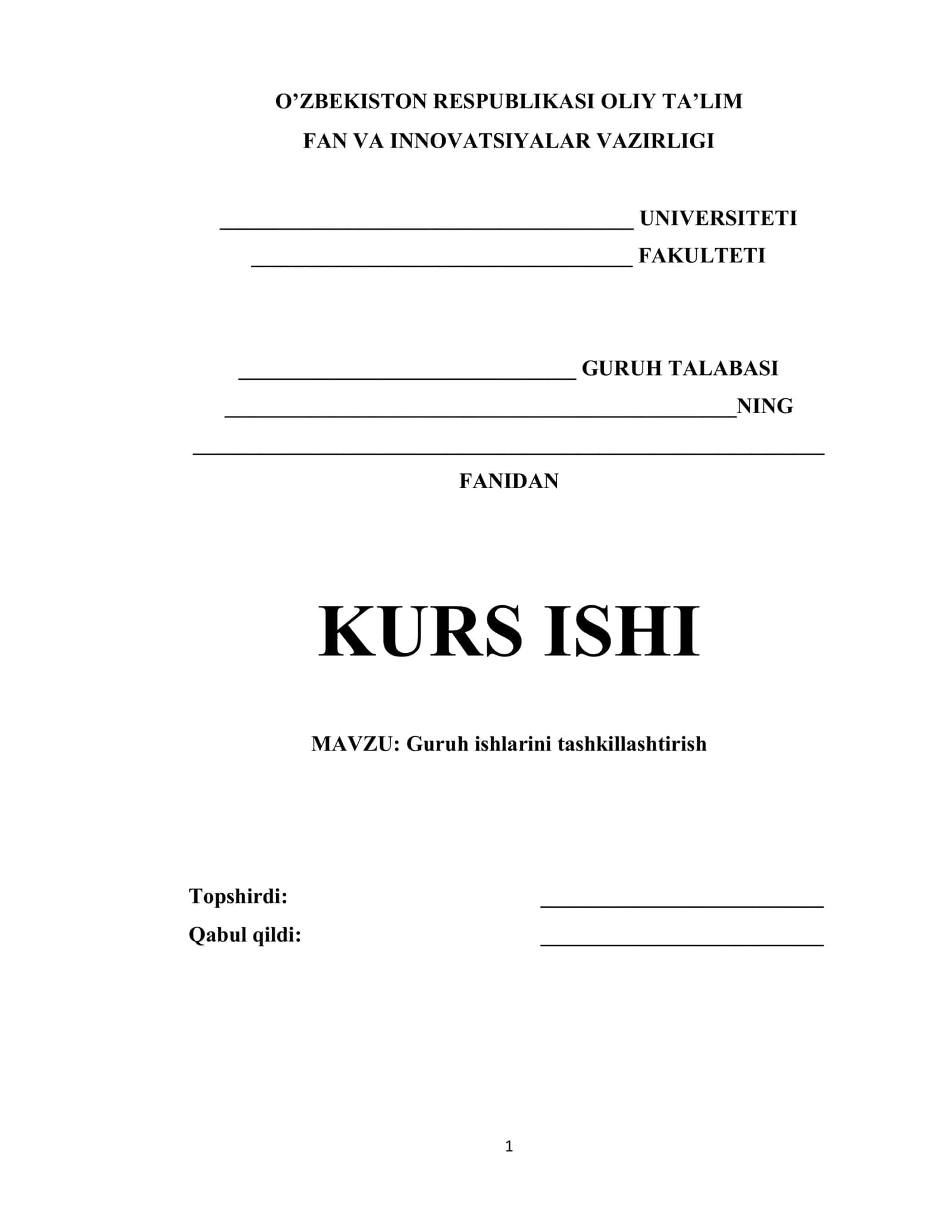 Guruh ishlarini tashkillashtirish 1