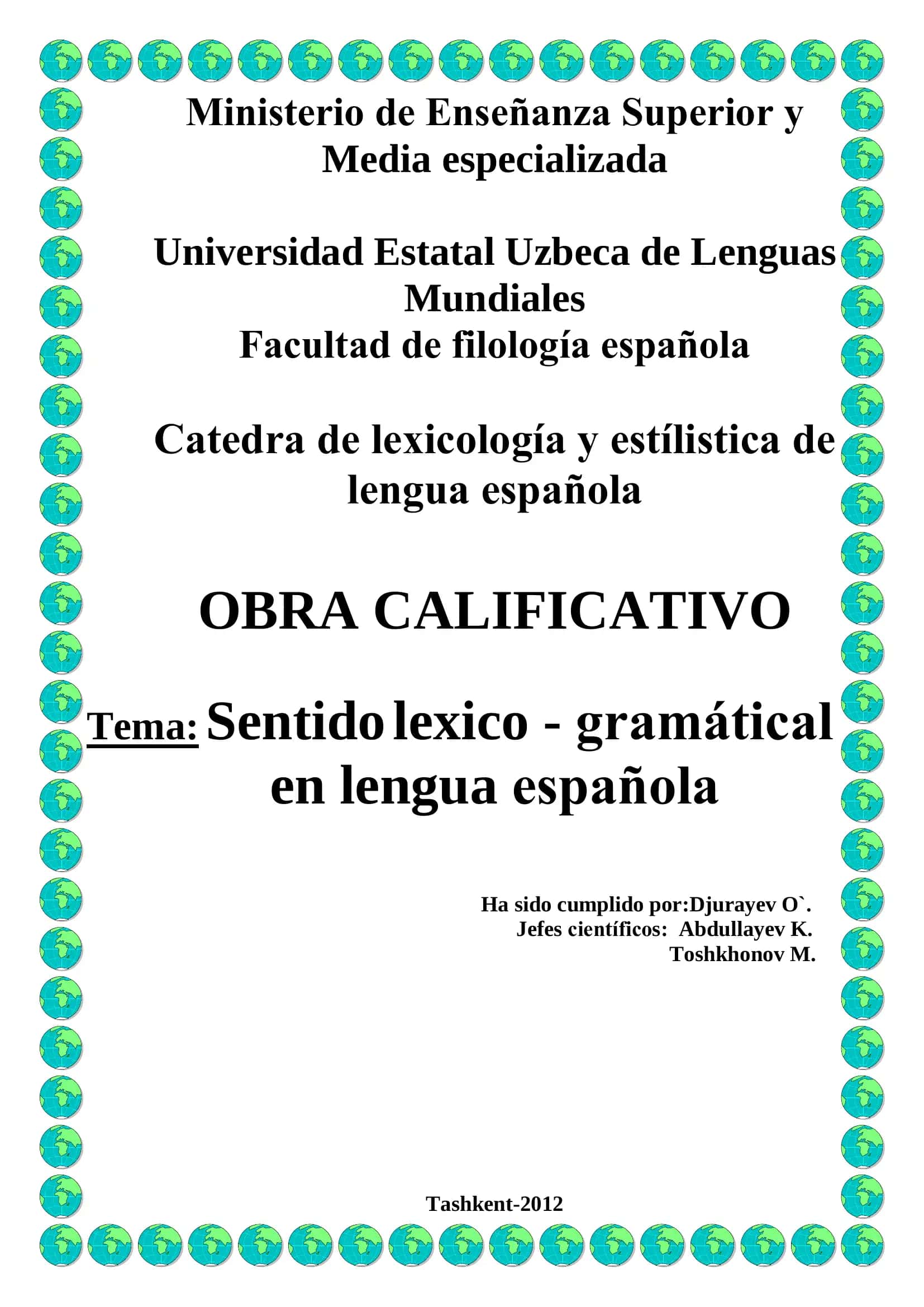 Sentido lexico - gramátical en lengua española 1