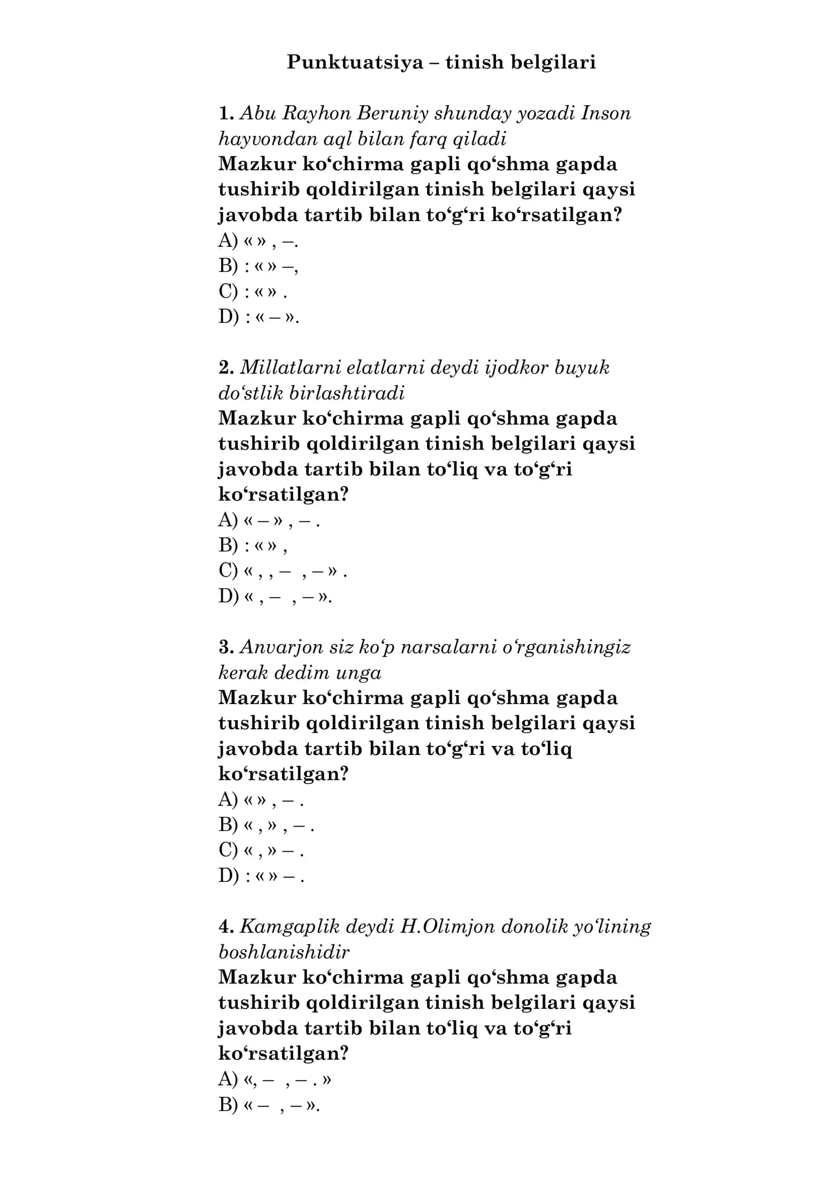 Tinish Belgilari 1