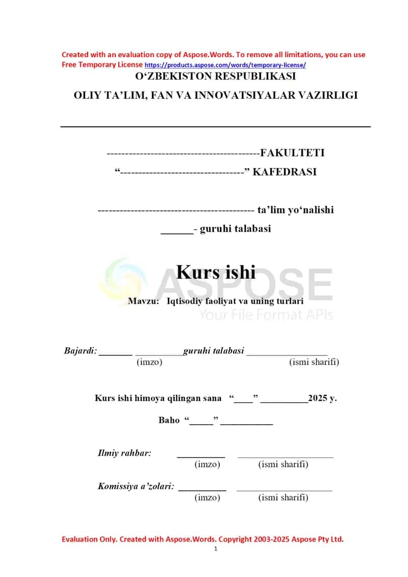 Iqtisodiy faoliyat va uning turlari 1