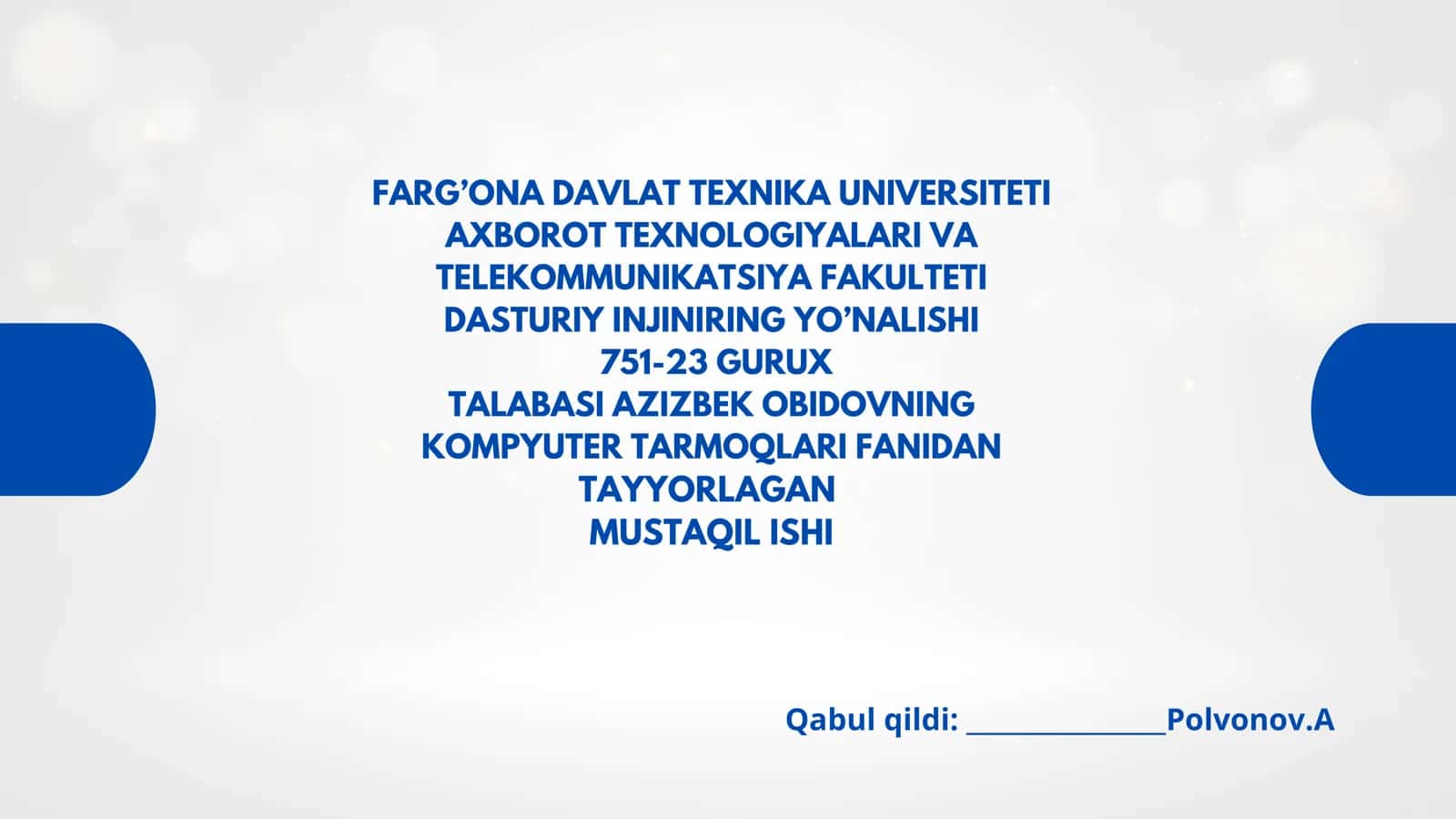 SHAHAR TARMOQLARI (MAN) VA ULARNING QURILISH USULLARI 1