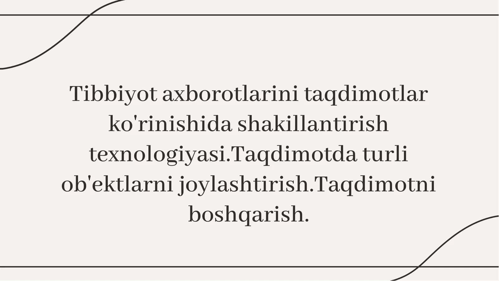 Tibbiyot axborotlarini taqdimotlar 1