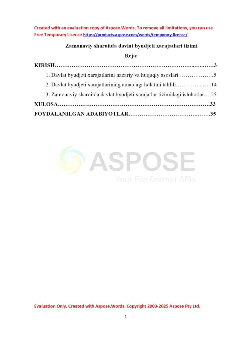 Zamonaviy sharoitda davlat byudjeti xarajatlari tizimi 1