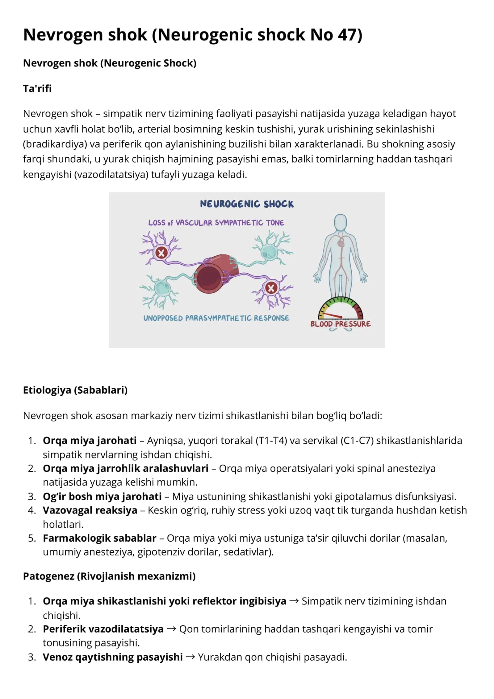 Nevrogen shok (Neurogenic Shock) 1