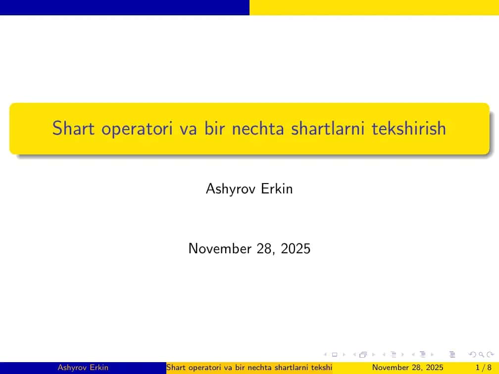 Shart operatori va bir nechta shartlarni tekshirish 1