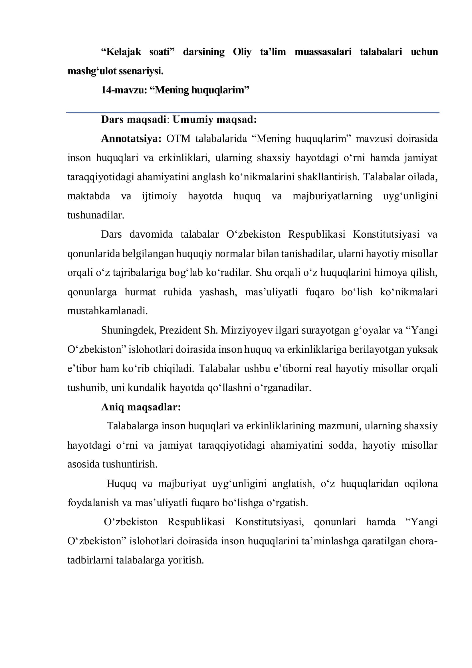 “Mening huquqlarim” 1