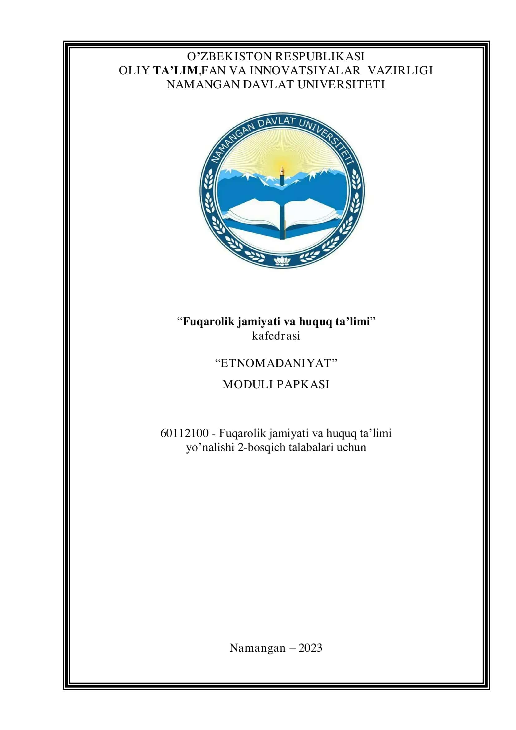 Modul Papka "Etnomadaniyat" 1