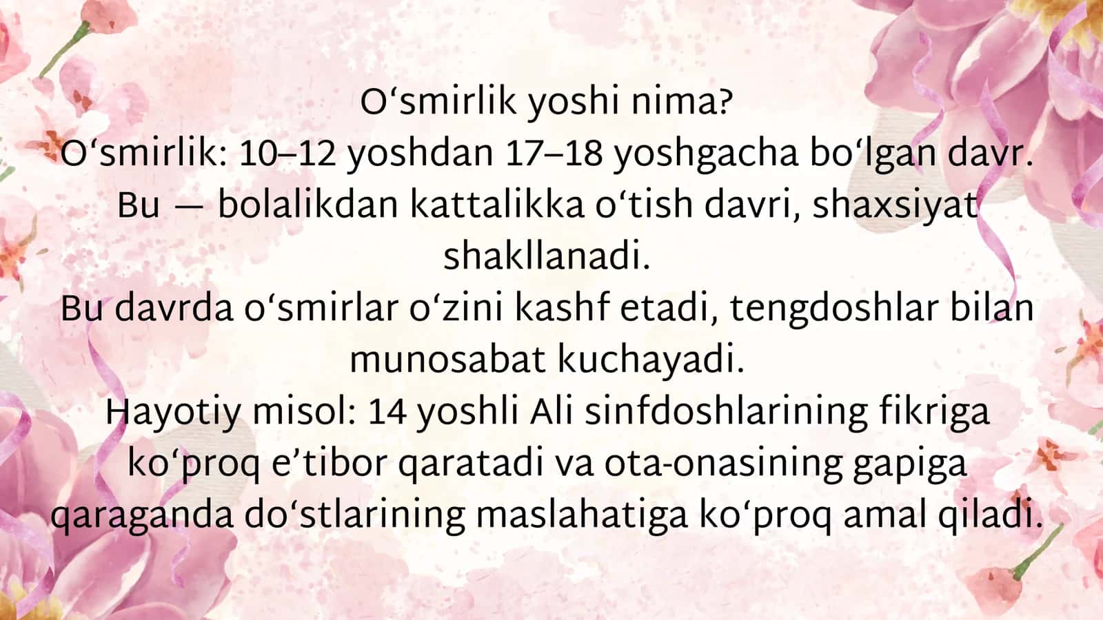 O‘smirlik yoshi 1