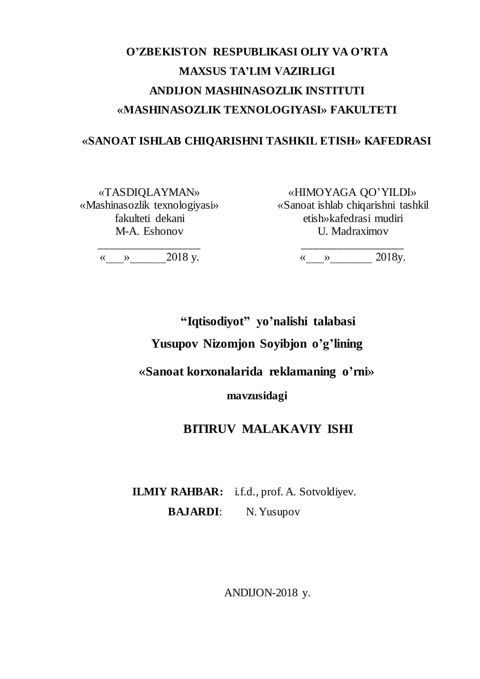 Mashinasozlik texnologiyasi 1