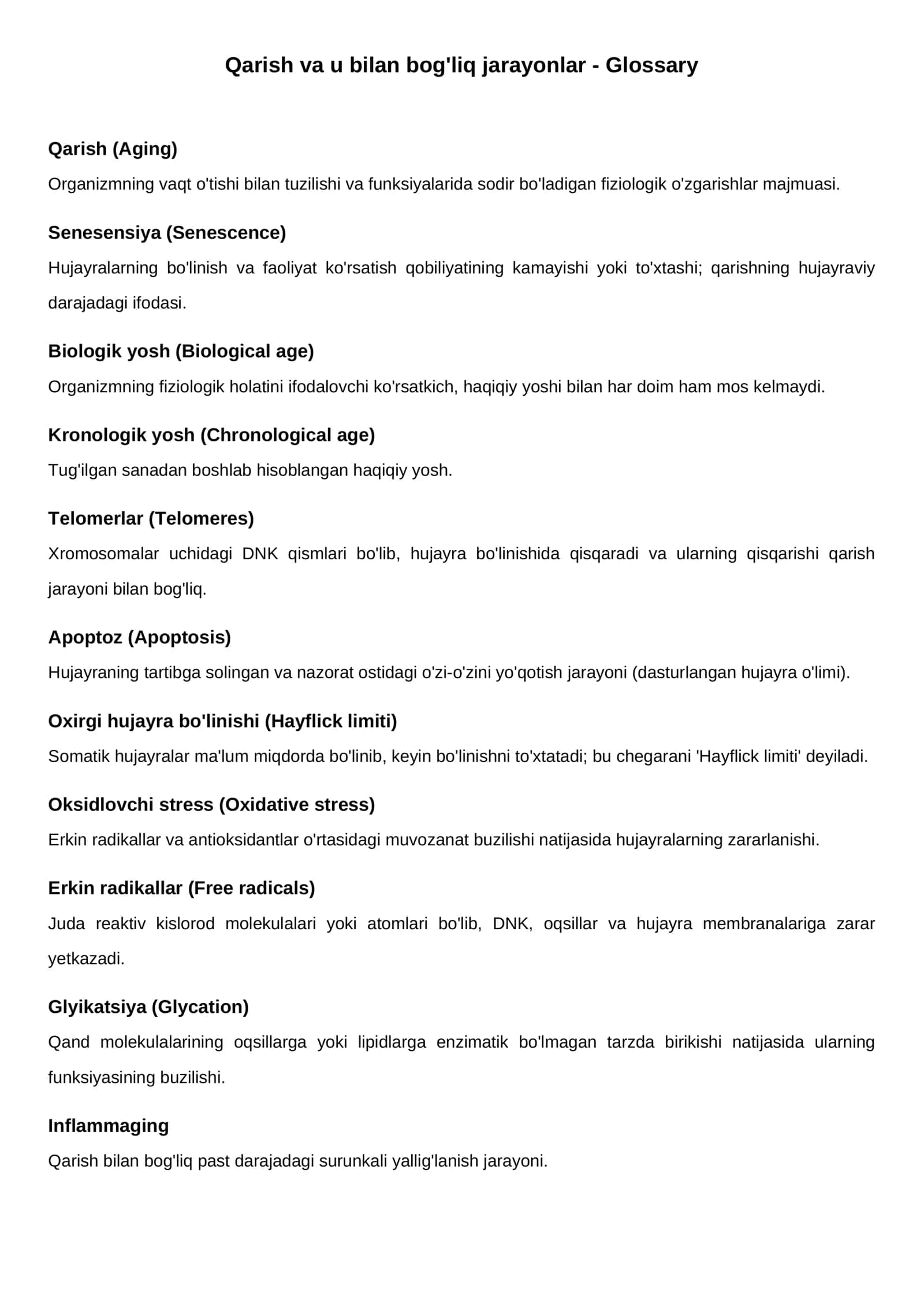 Qarish va u bilan bog'liq jarayonlar - Glossary 1