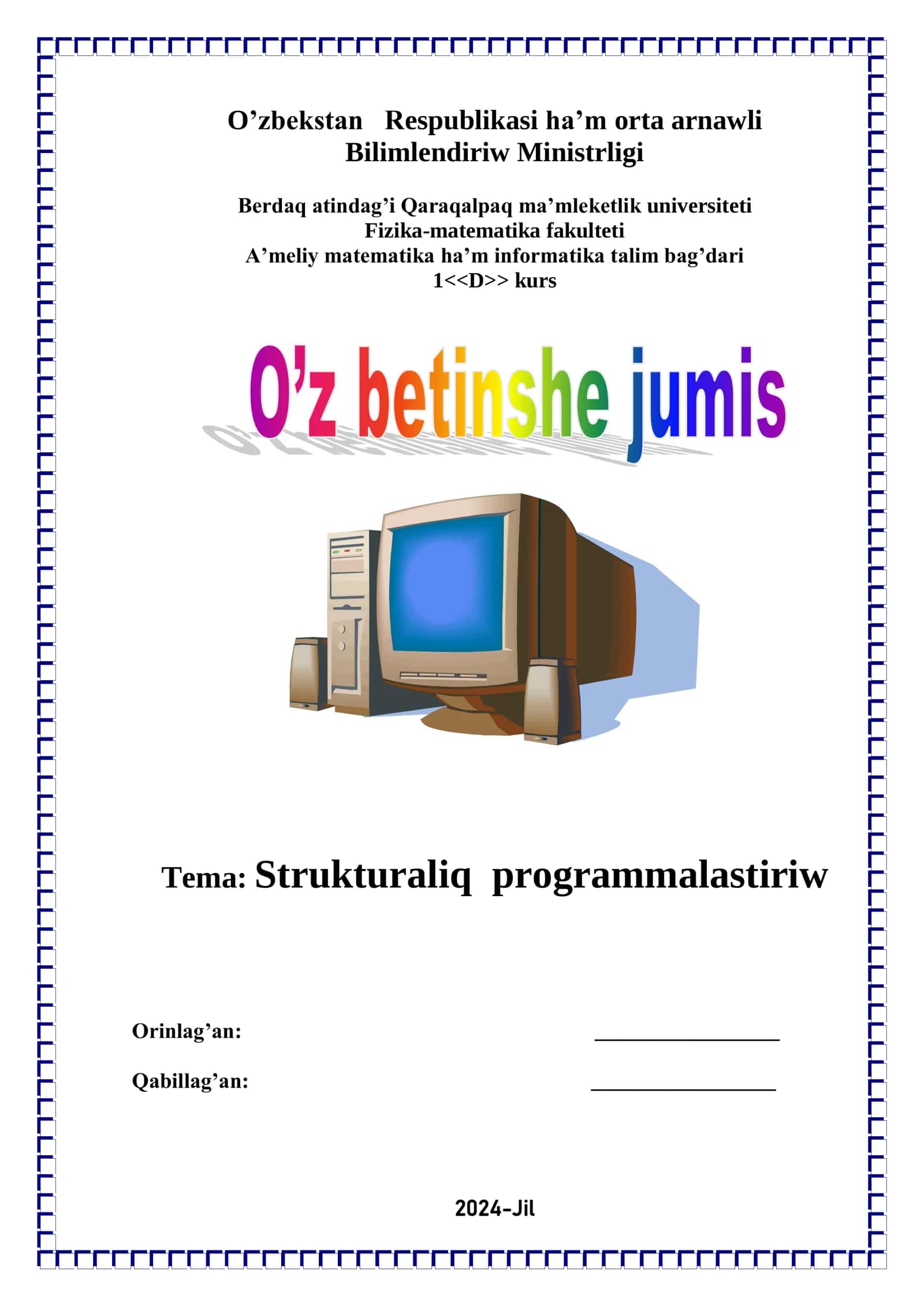 Strukturaliq programmalastiriw 1