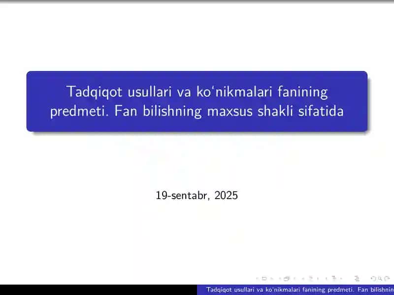 Tadqiqot usullari va ko‘nikmalari fanining