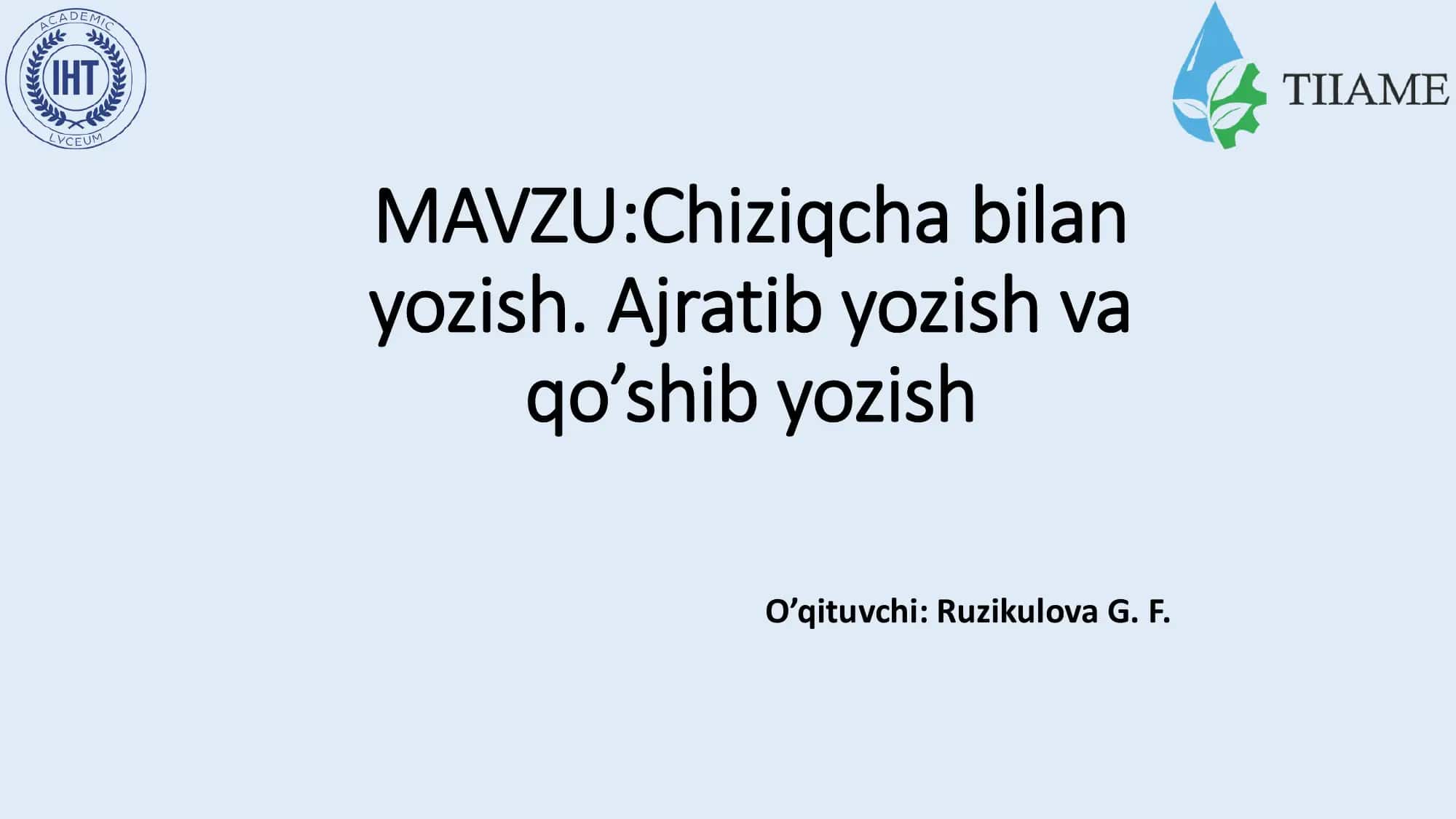 Chiziqcha bilan yozish 1