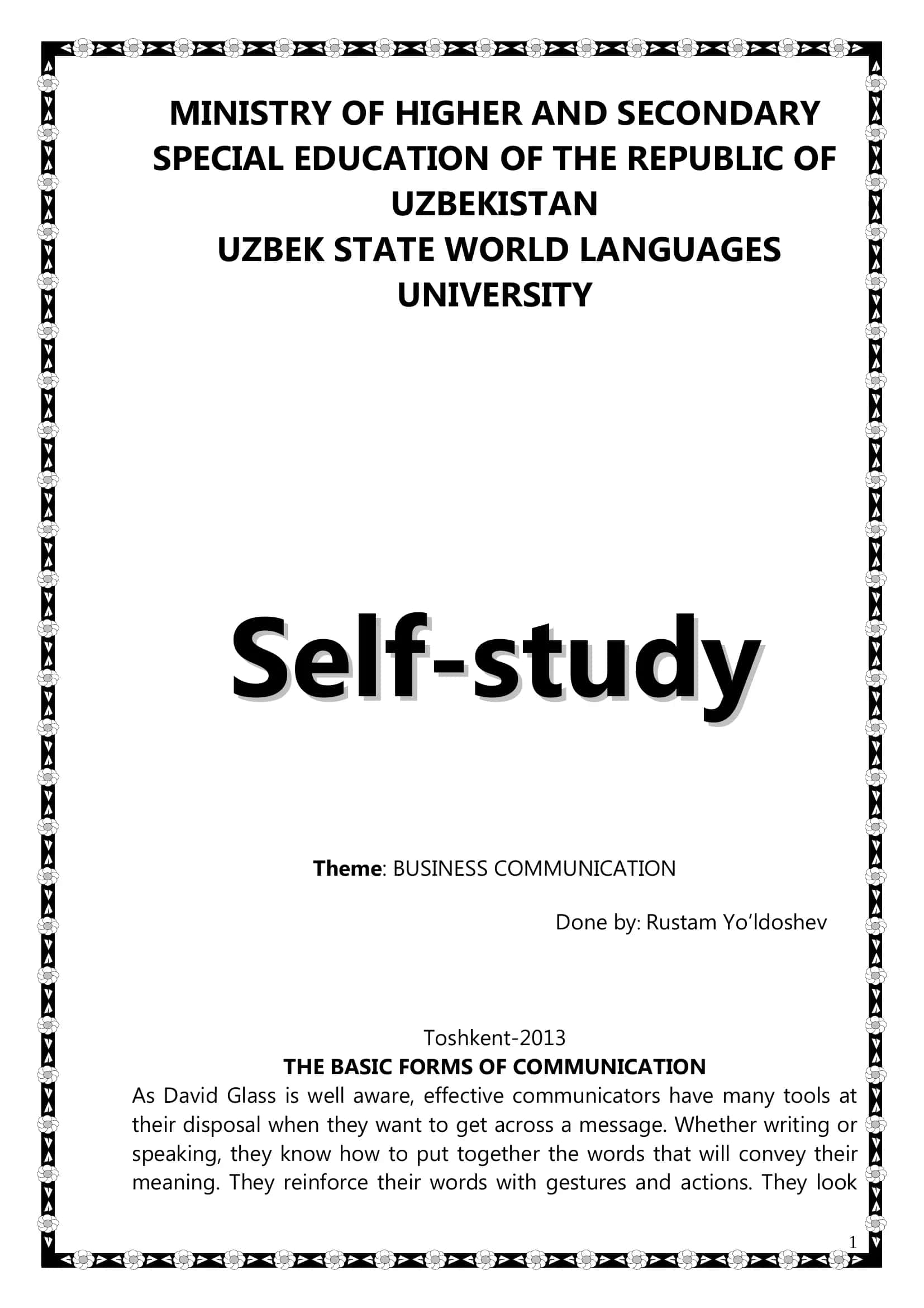 THE BASIC FORMS OF COMMUNICATION 1
