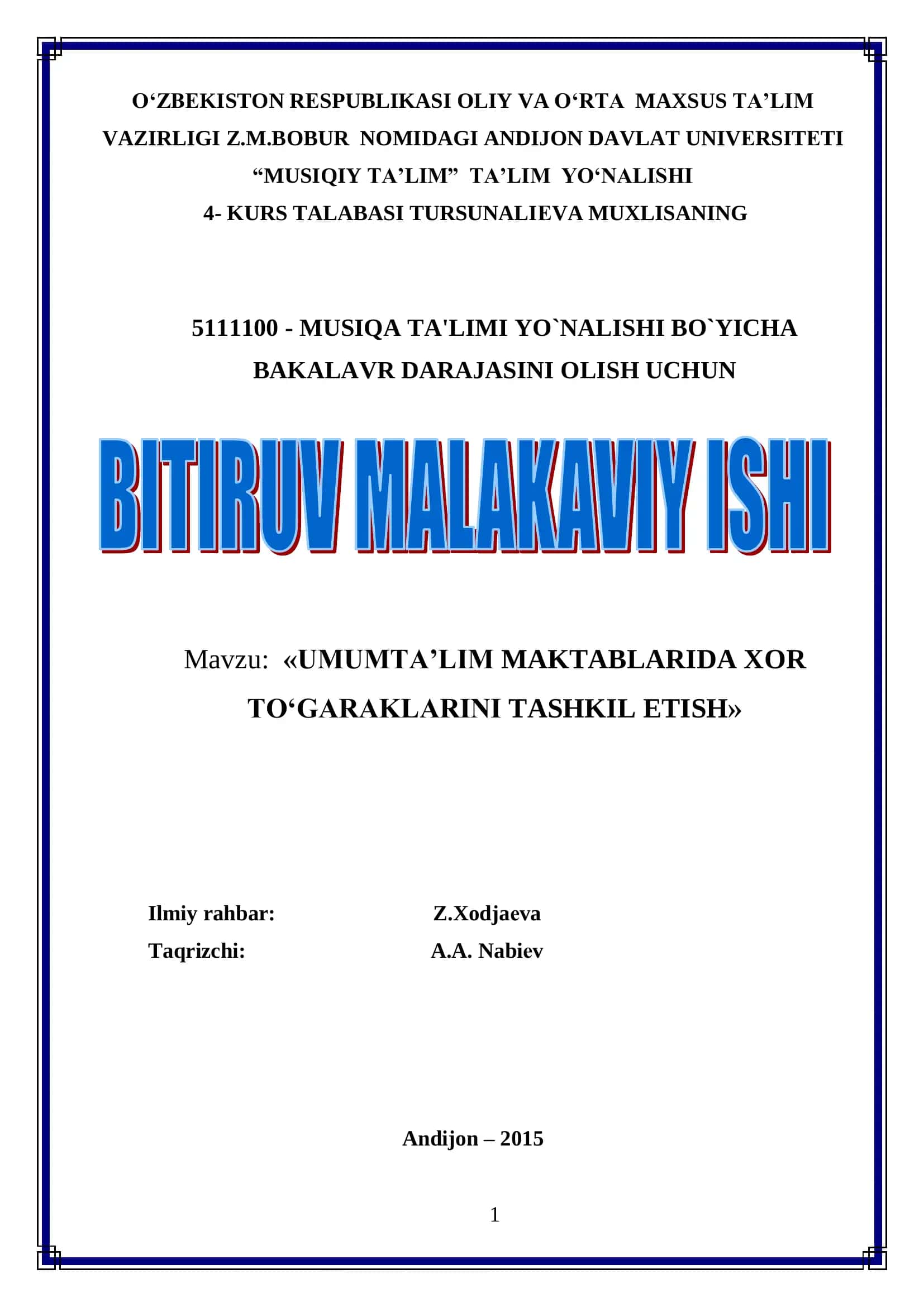 UMUMTALIM MAKTABLARIDA XOR JAMOALARINI TASHKIL ETISH 1