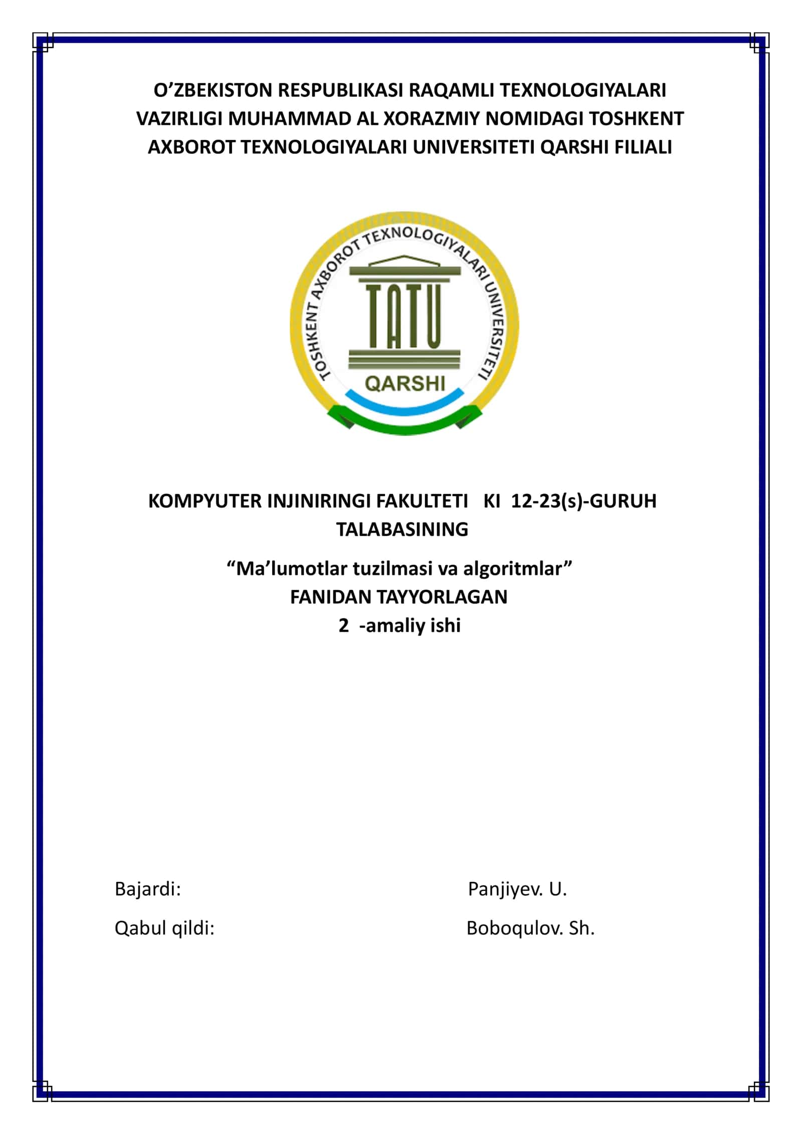 Chiziqli ma'lumotlar tuzilmalari 1