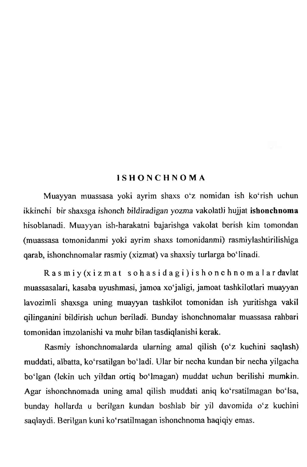 Ishonchnoma qoidalari 1