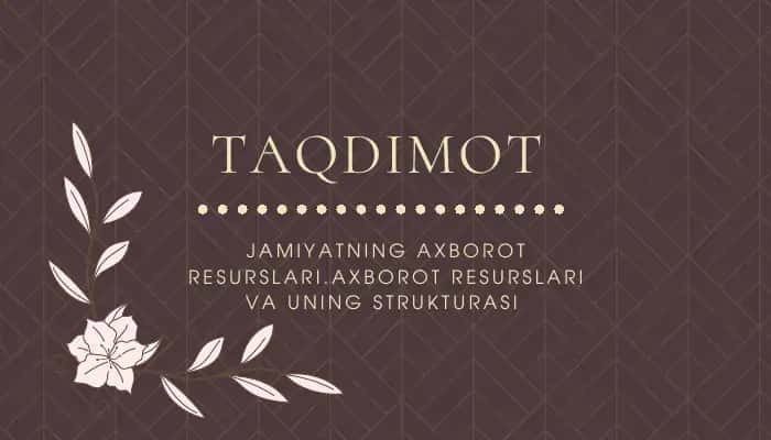 Axborot Resurslari 1