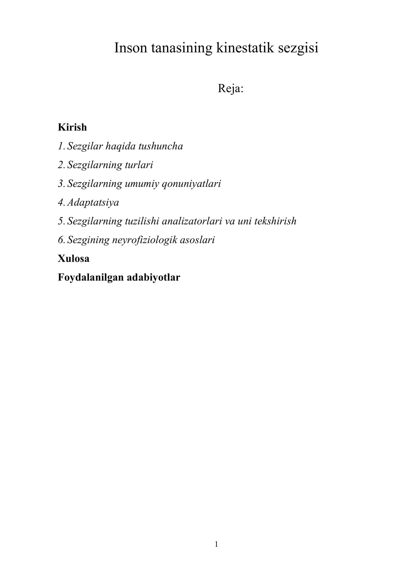 Inson tanasining kinestatik sezgisi 1