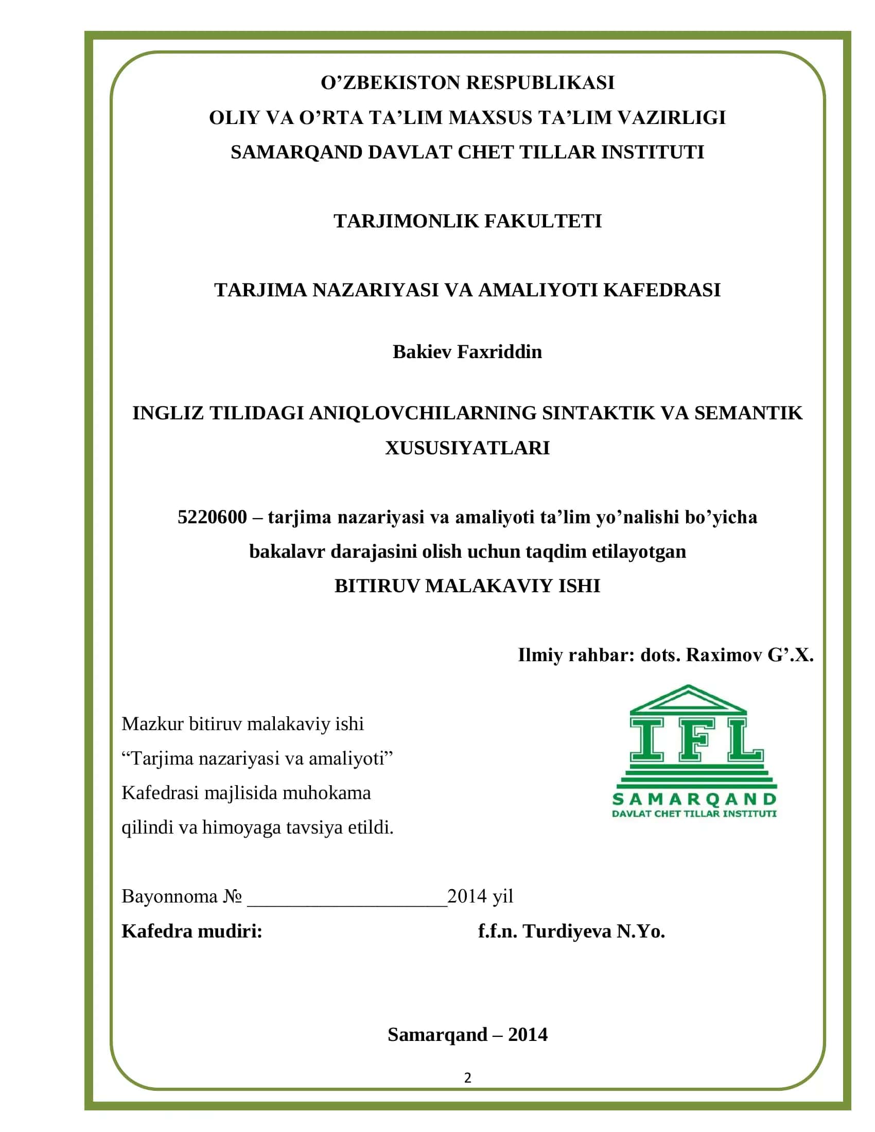 Tarjima nazariyasi va amaliyoti 1