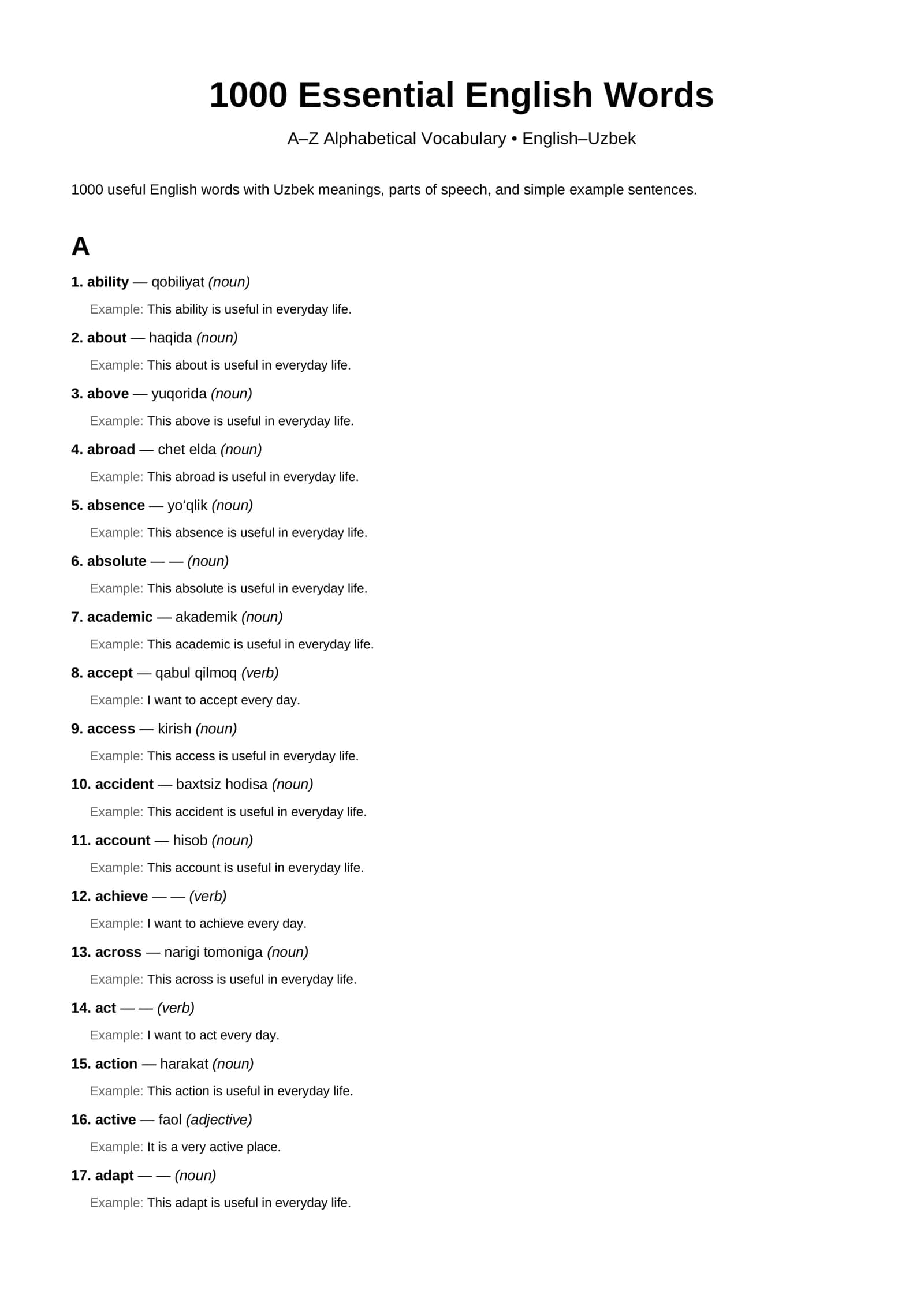 1000 Essential English Words 1