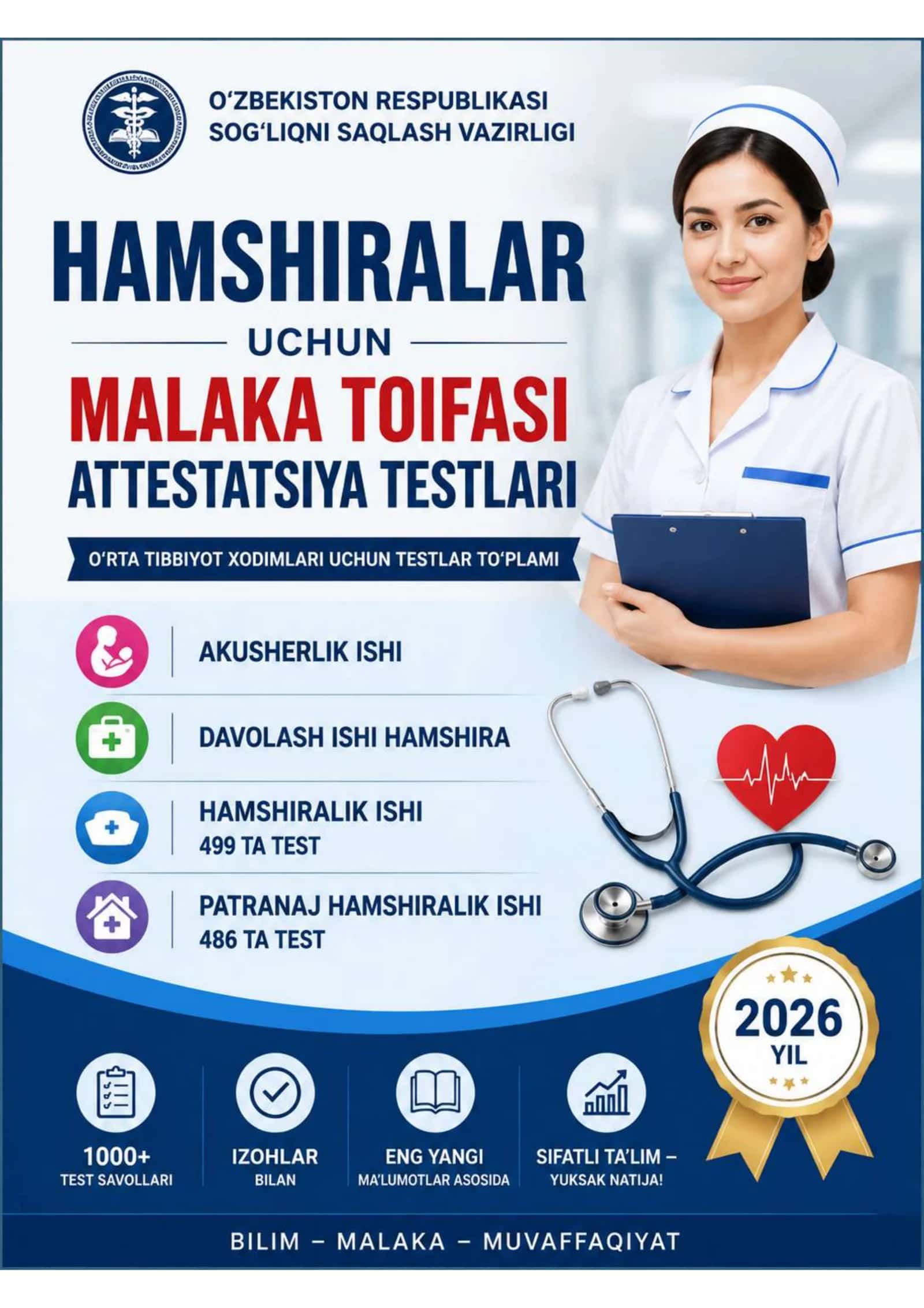 Hamshiralar uchun toifa va attestatsiya savollari 1