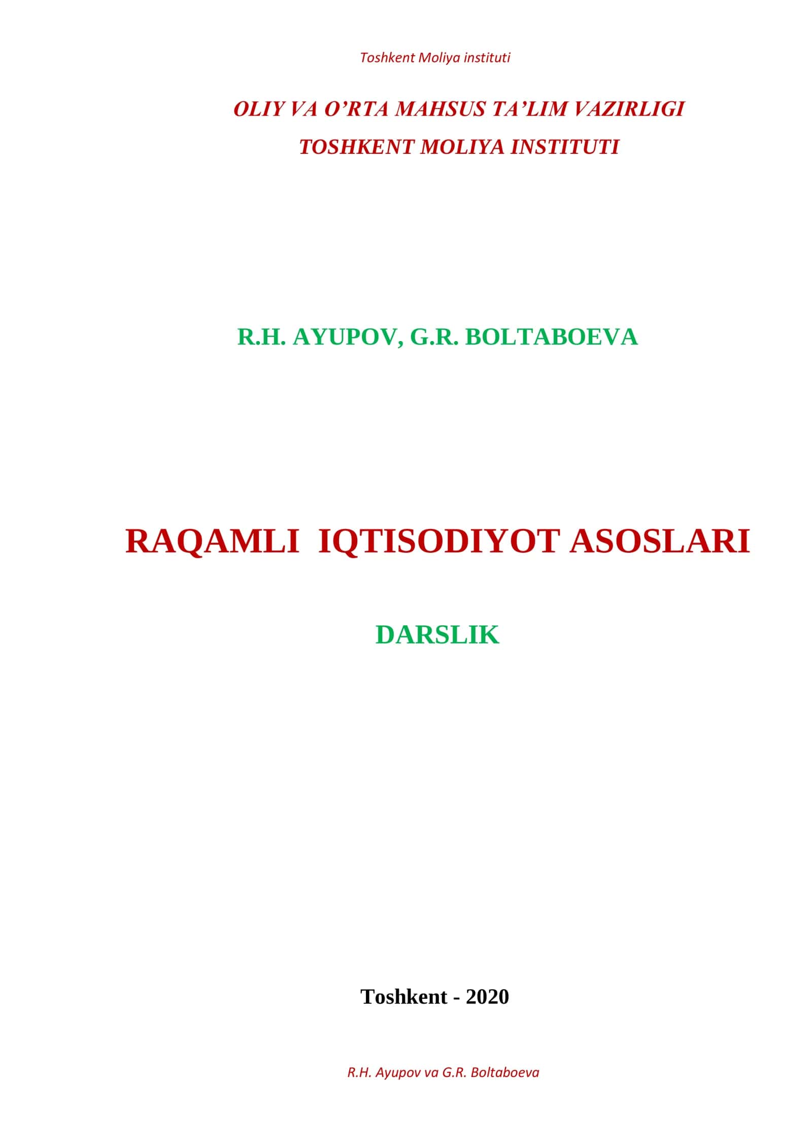 RAQAMLI IQTISODIYOT ASOSLARI 1