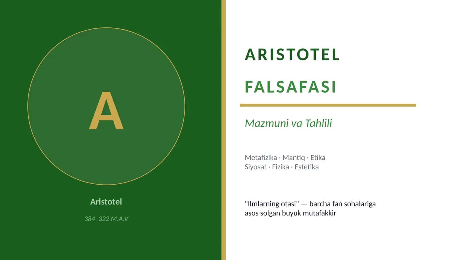 ARISTOTEL FALSAFASI 1