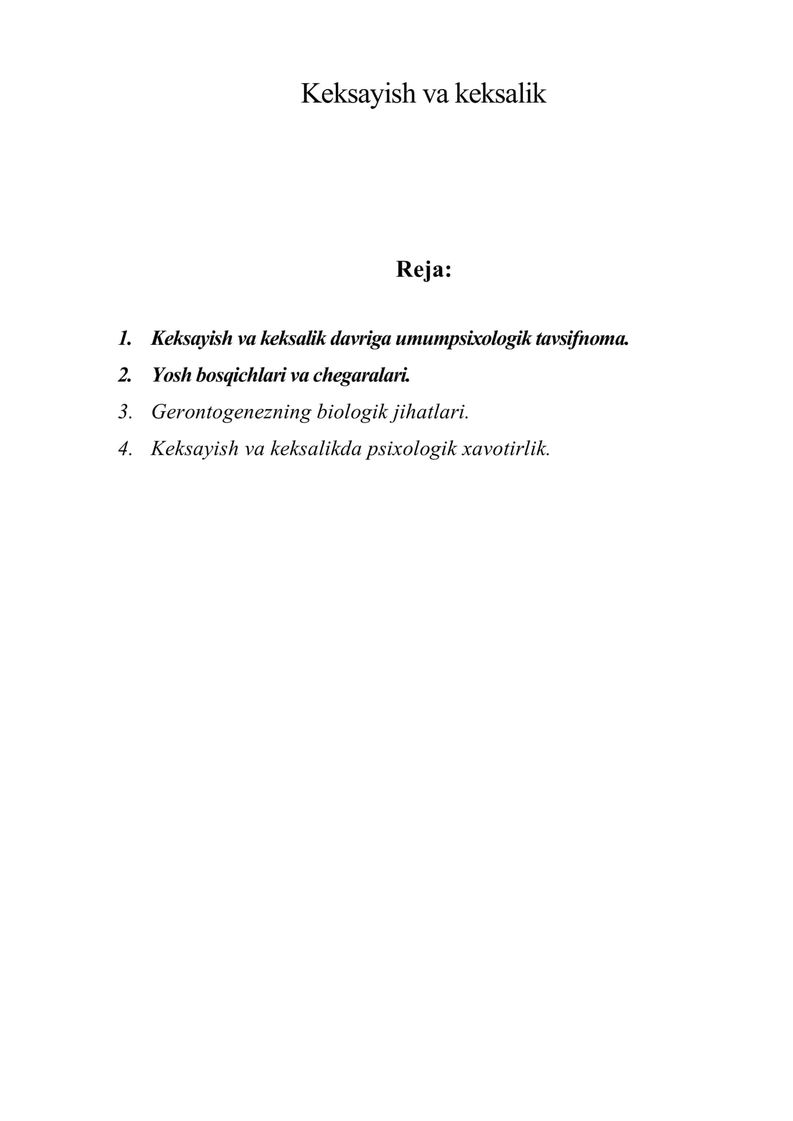 Keksayish va keksalik 1