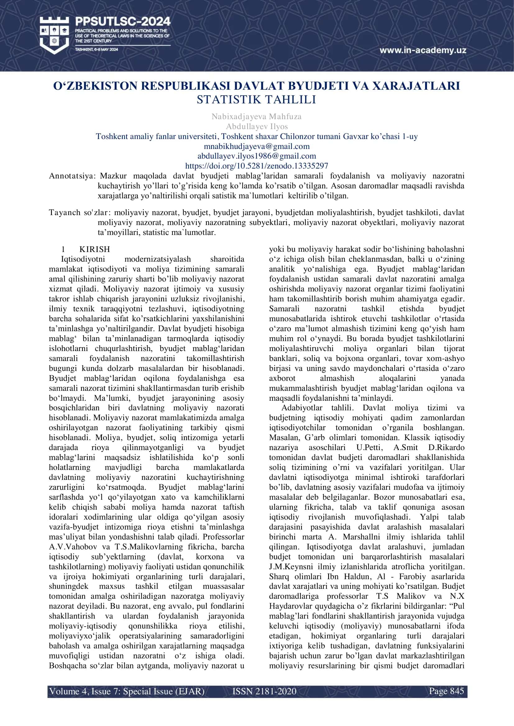 Iqtisodiyotni modernizatsiyalash sharoitida 1