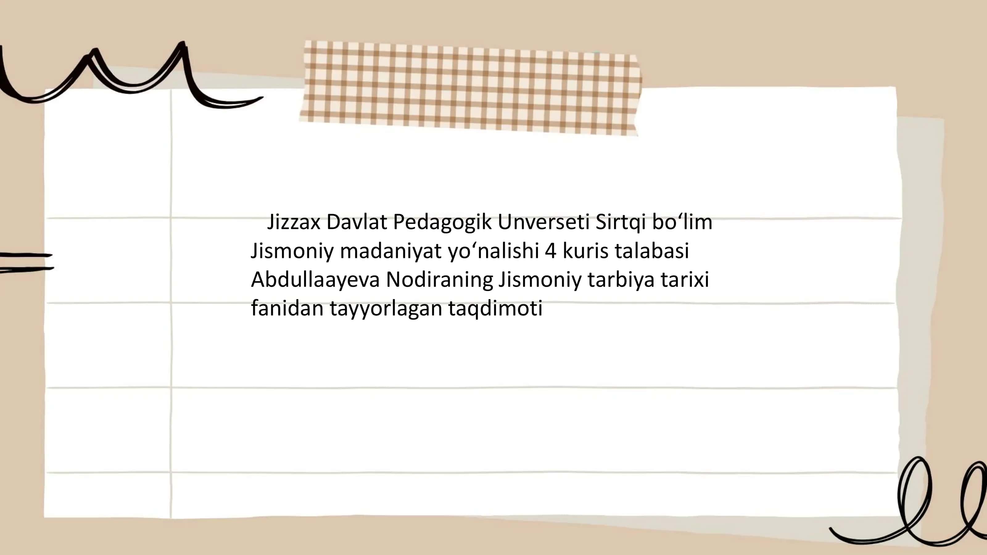 Jismoniy tarbiya tarix fanining 1