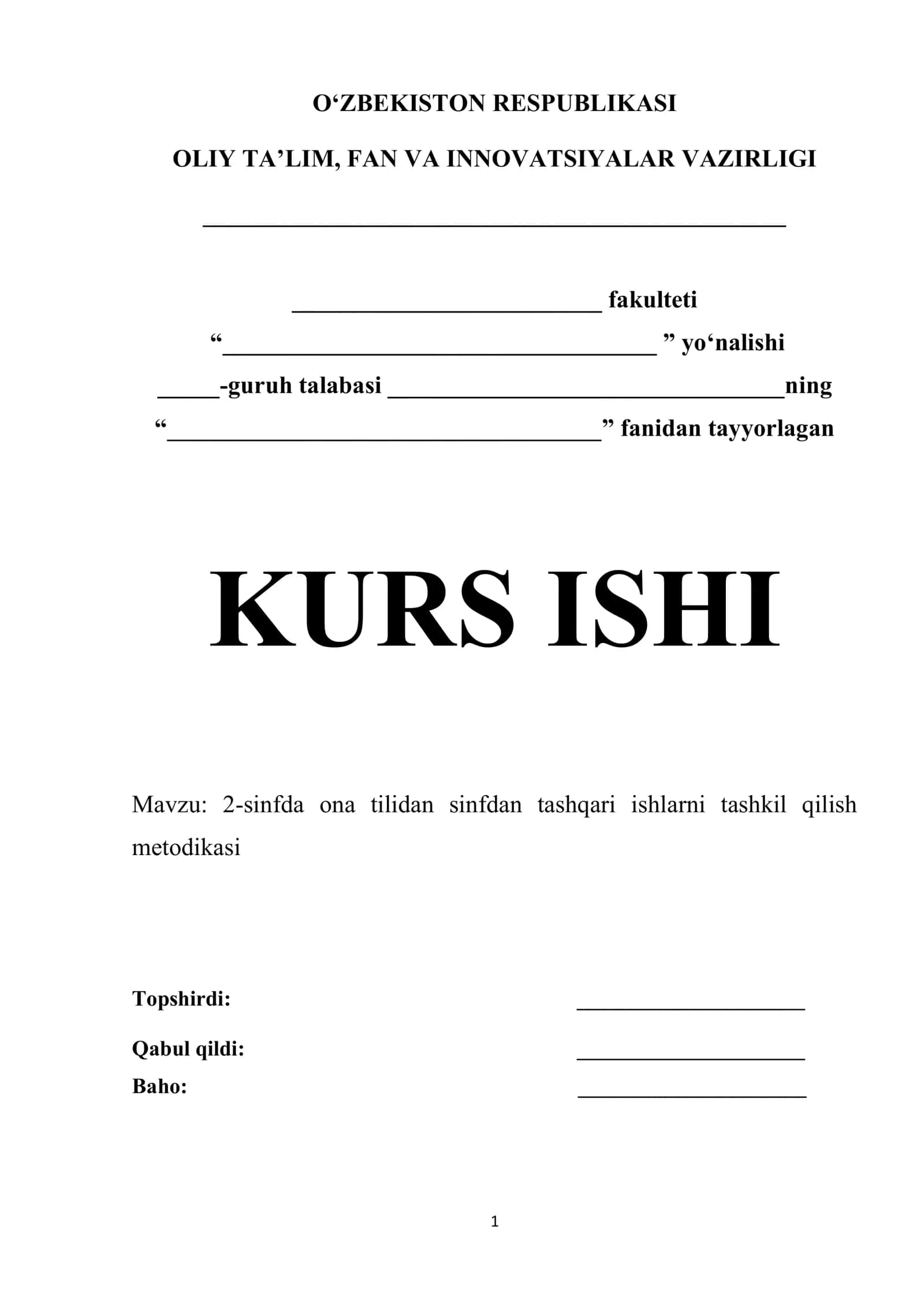 2-sinfda ona tilidan sinfdan tashqari ishlarni tashkil qilish metodikasi 1