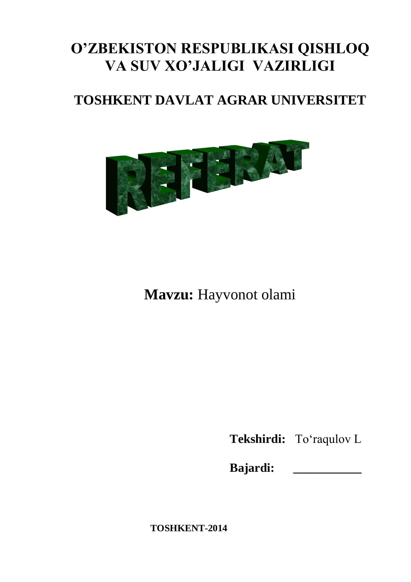 Hayvonot olami 1