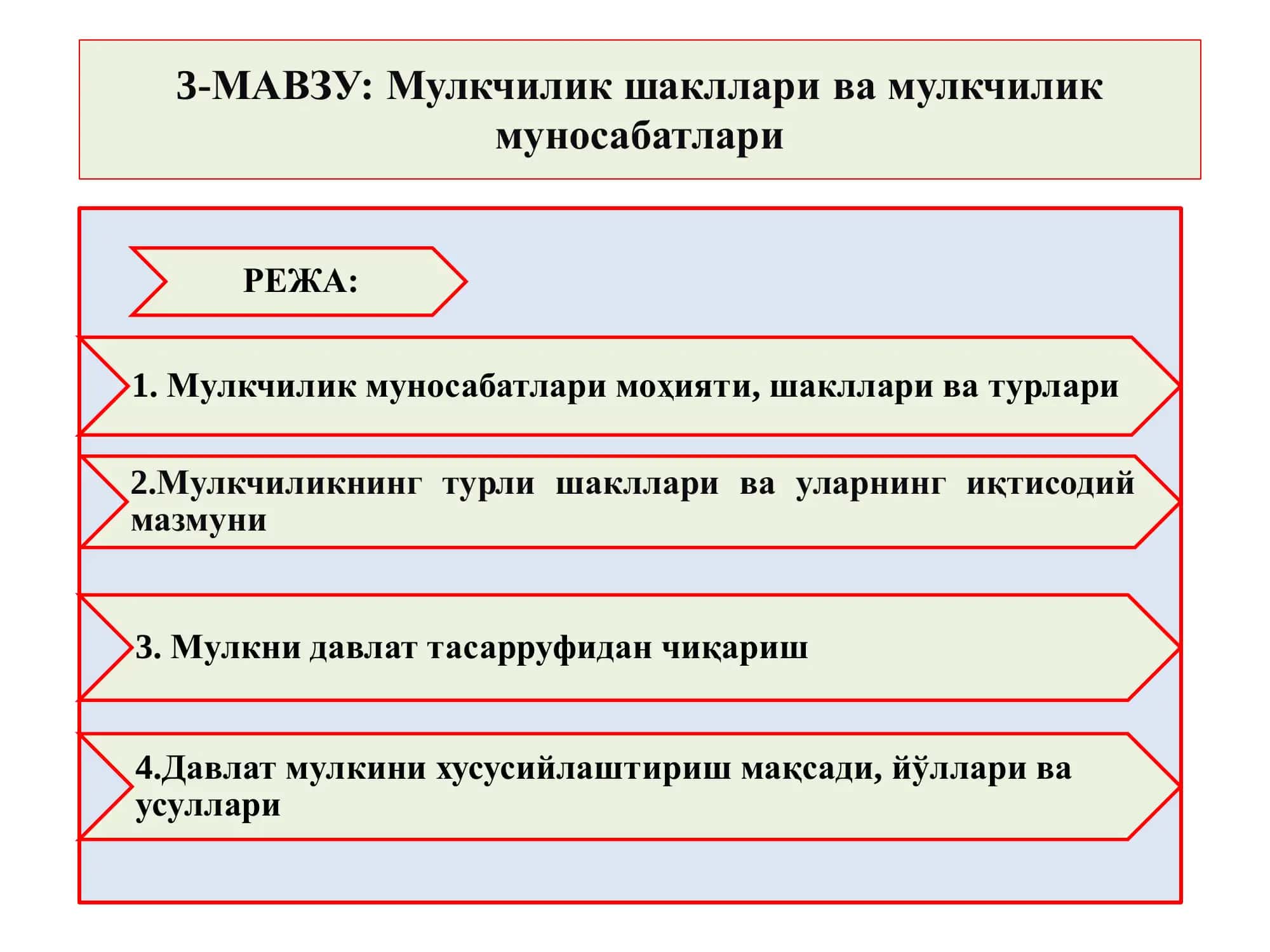 Мулкчилик шакллари ва мулкчилик муносабатлари 1