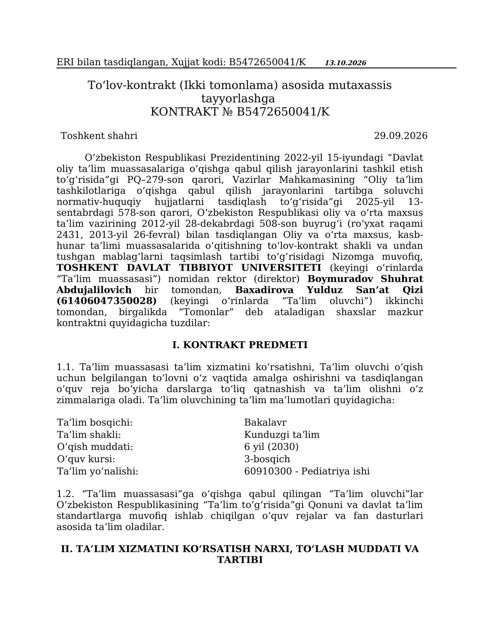 Oliy va o‘rta maxsus ta'lim vazirining 508-son buyrug‘i 1