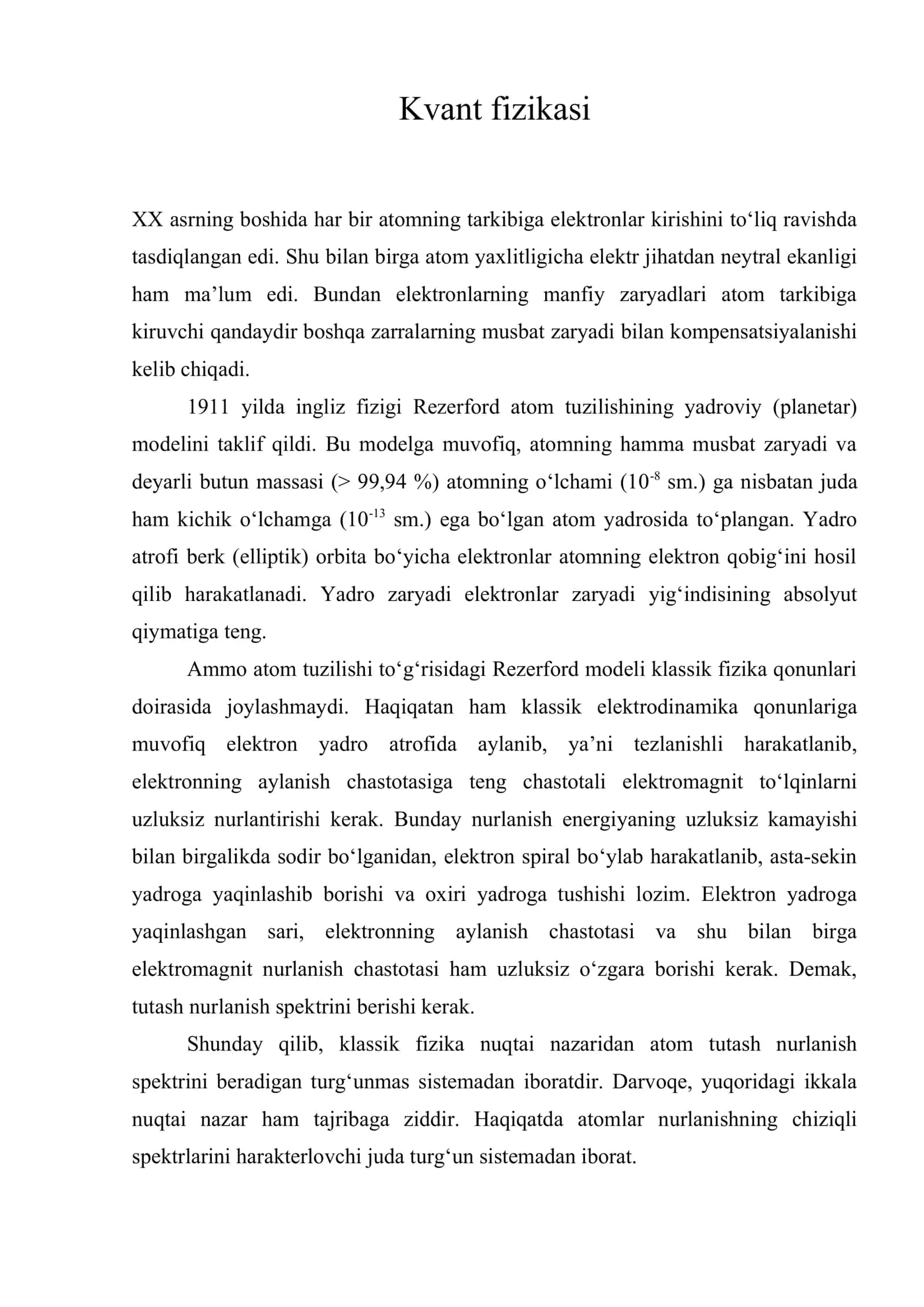 Kvant fizikasi 1