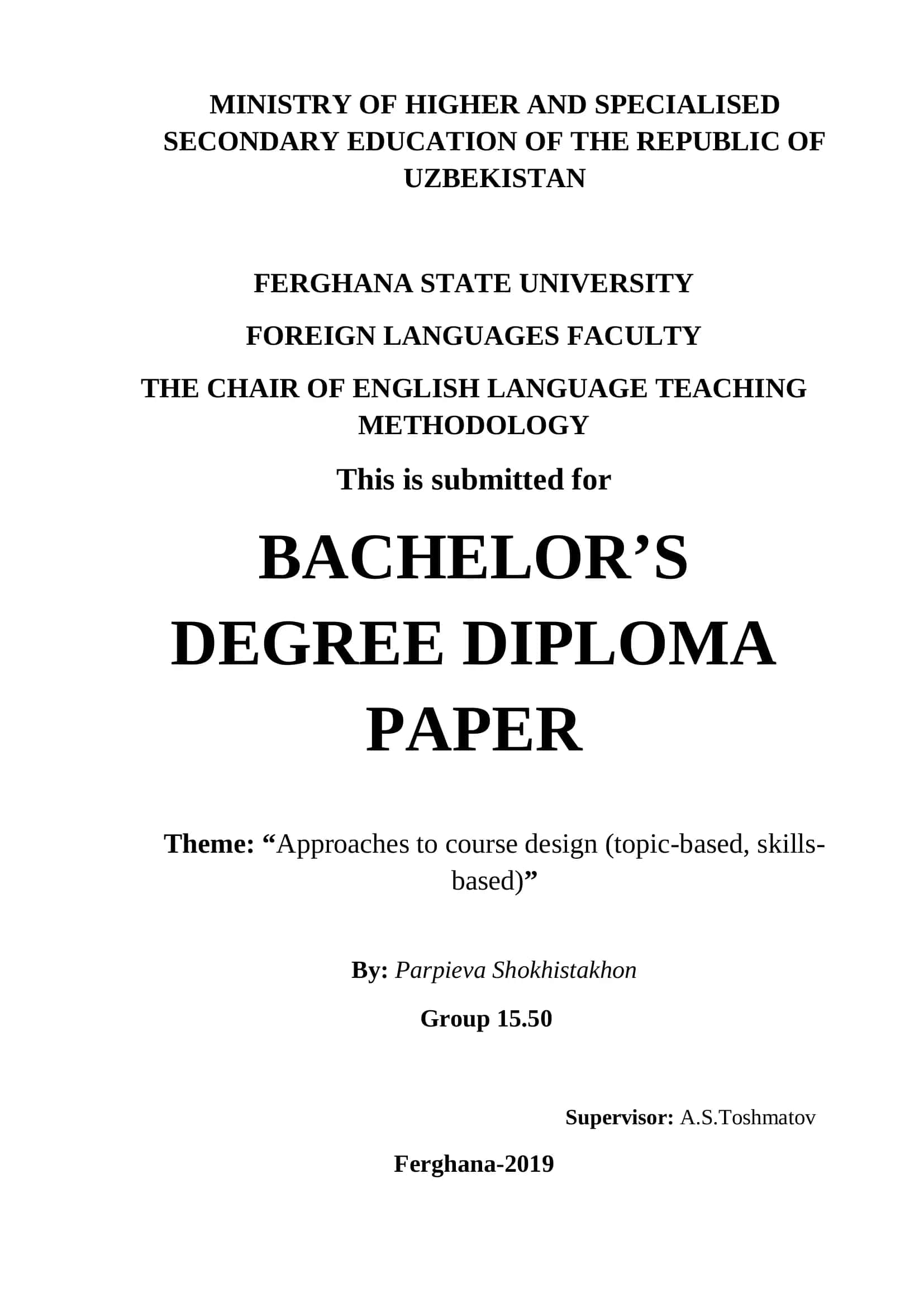 Course design approaches at Ferghana State University 1