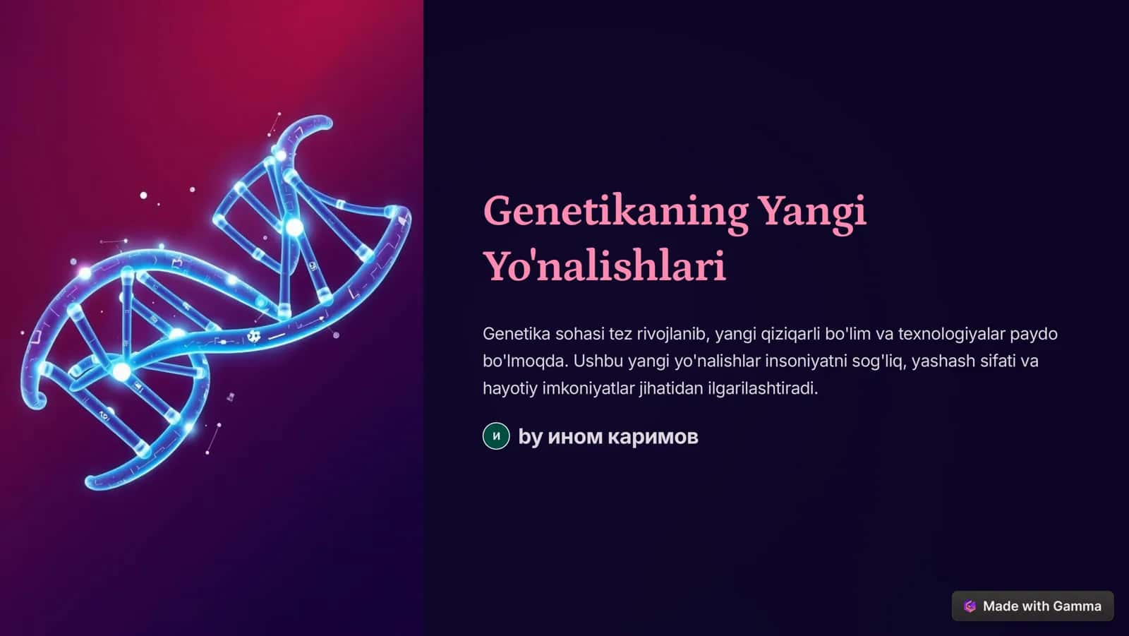 Genetikaning Yangi Yo'nalishlari 1