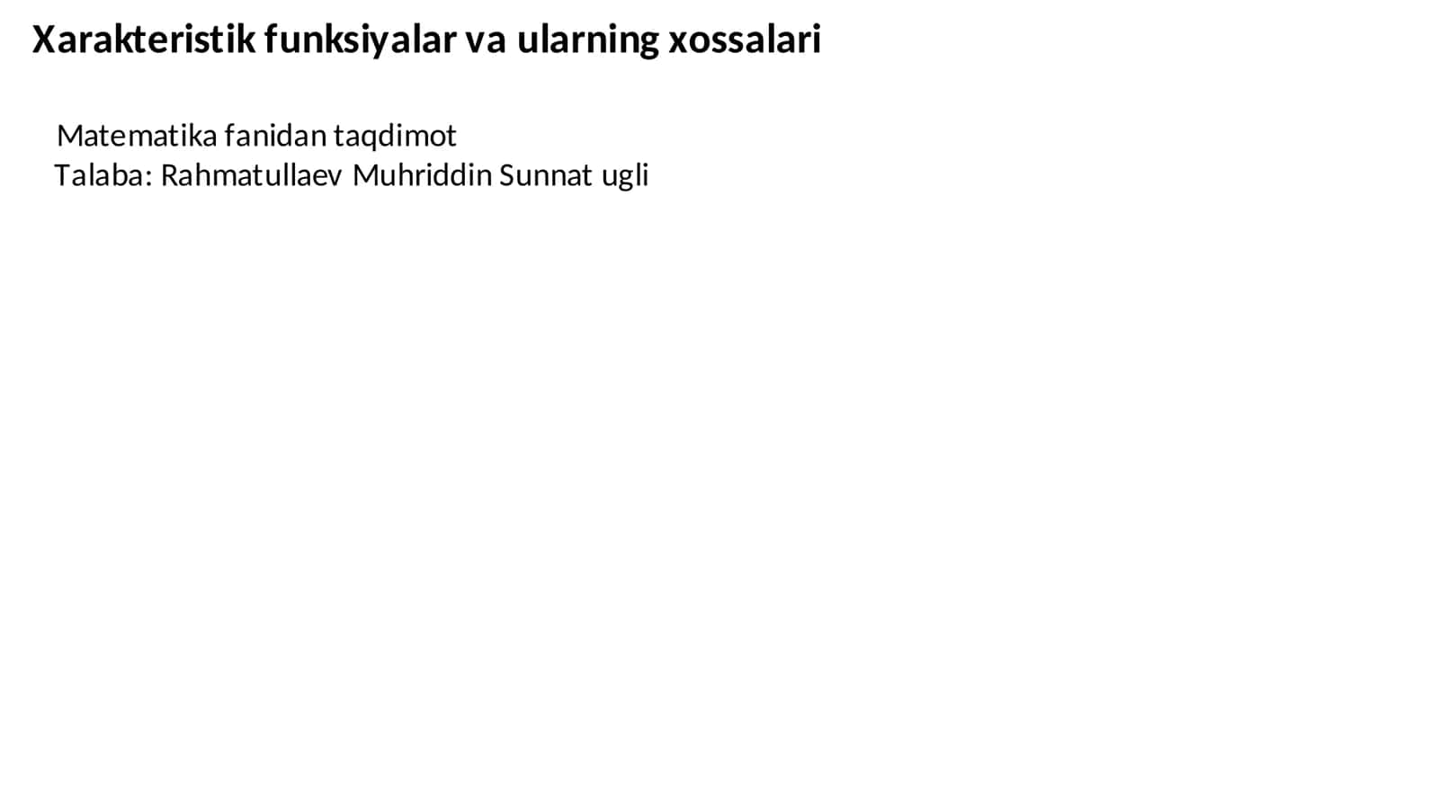 Xarakteristik funksiyalar 1