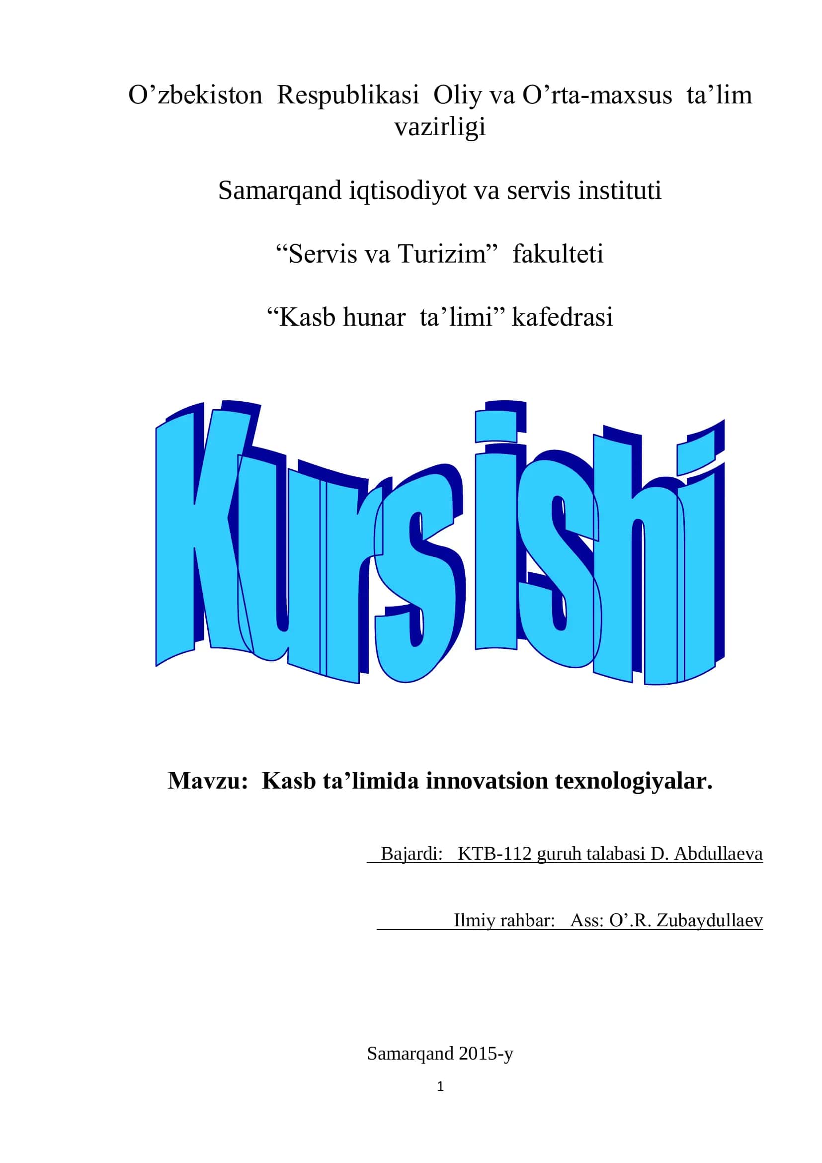Kasb ta’limida innovatsion texnologiyalar 1