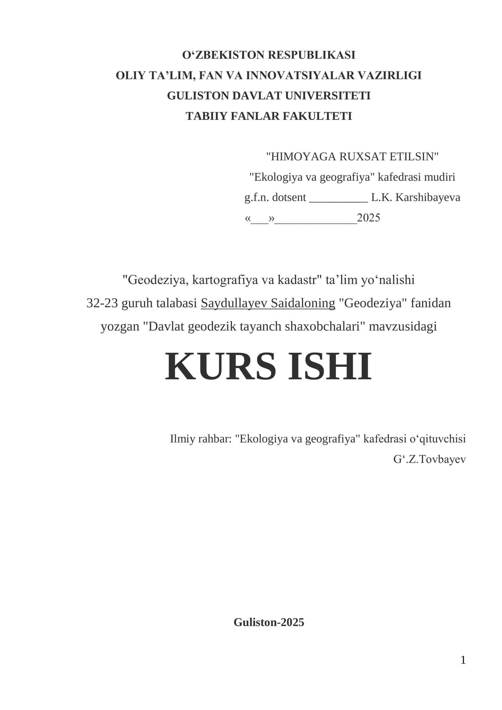 Davlat geodezik tayanch shaxobchalari 1